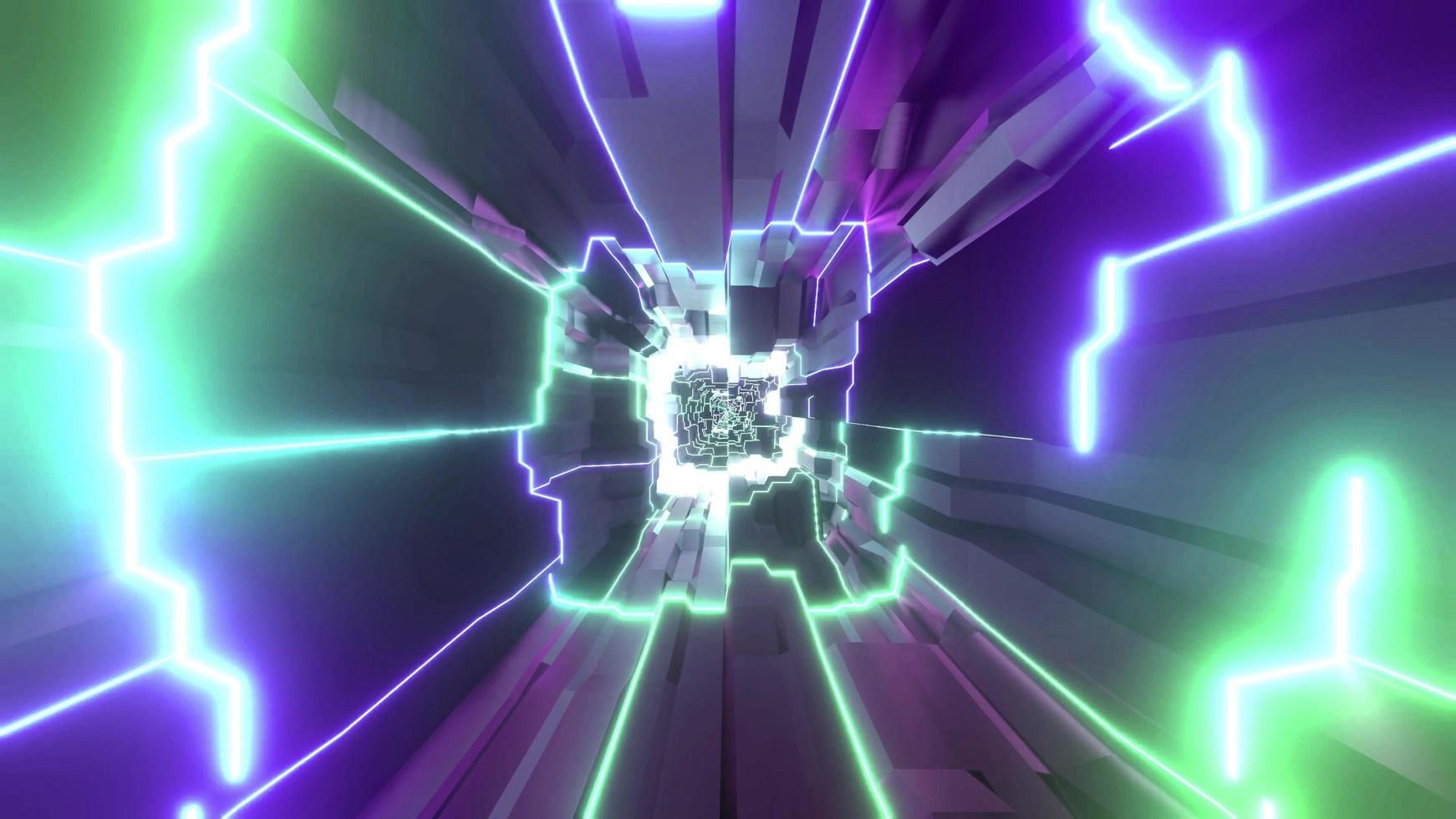 1742x980 Blue, green, purple, and white lights and shapes in kaleidoscope 3D illustration for background or wallpaper
