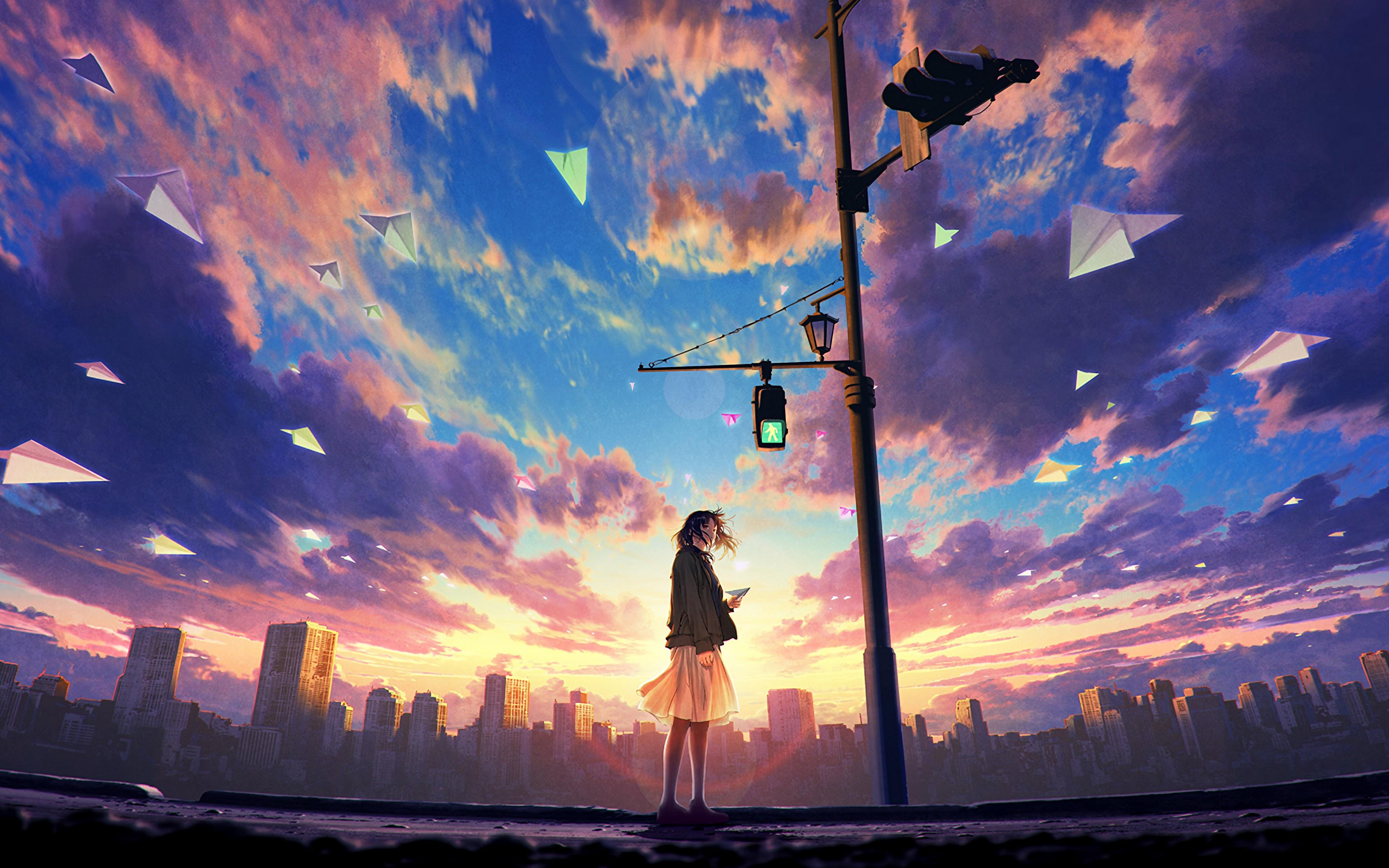 Anime Girl Sky Wallpapers - Top Free Anime Girl Sky Backgrounds ...
