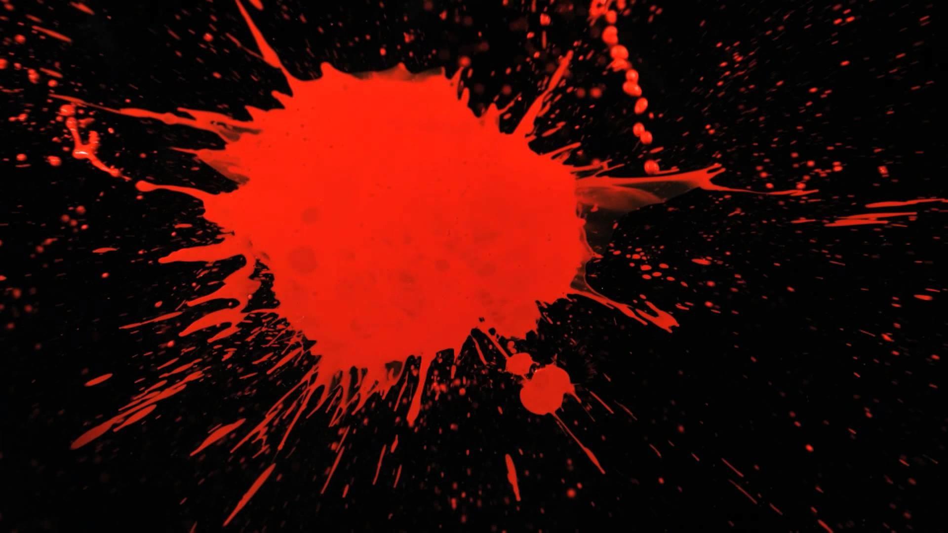 1920x1080 Slow Motion Paint Splatter with Red Paint Splattering a Black Background in HD Slow Mo Video View