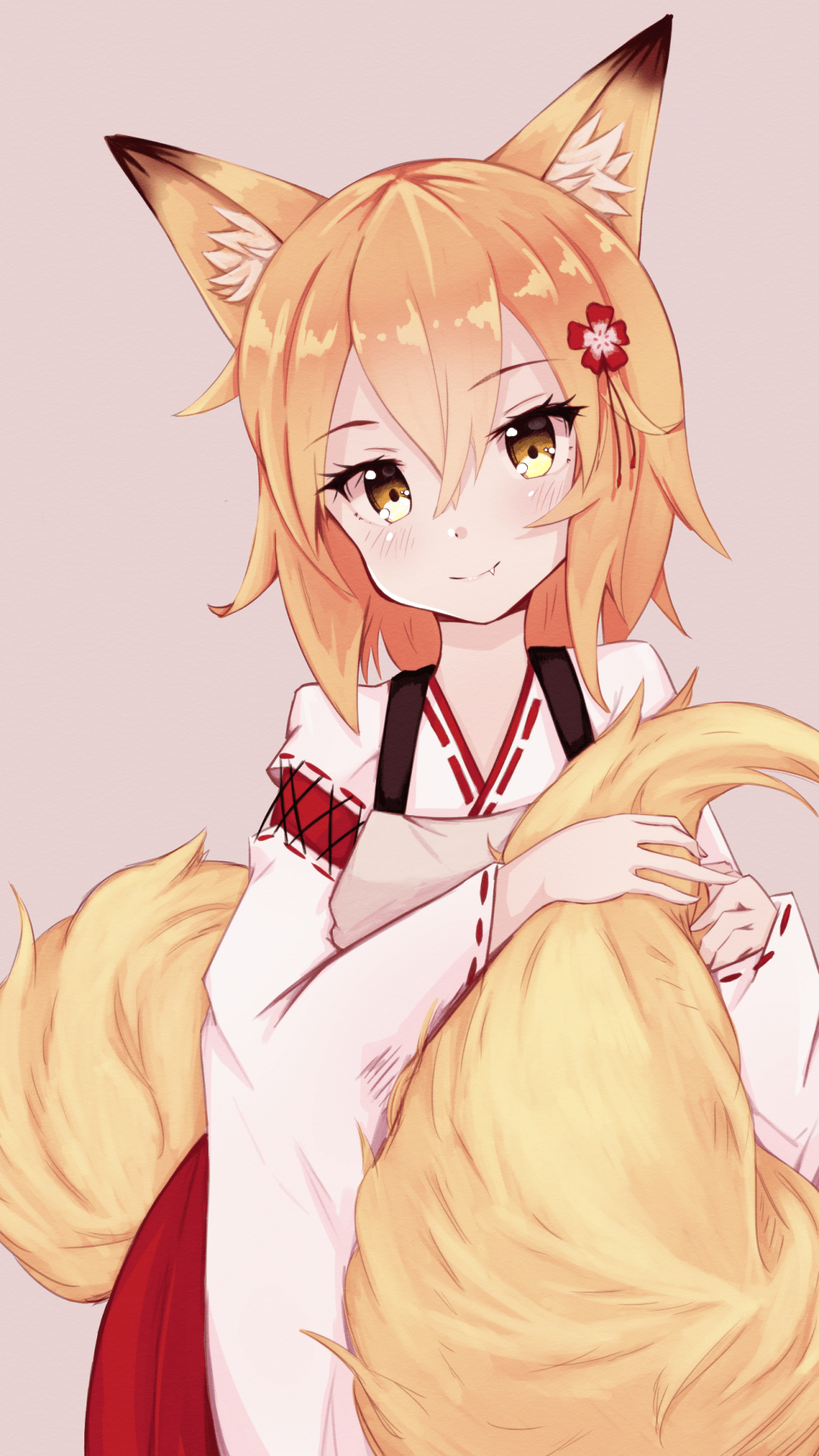 1080x1920 Download 1080x1920 Animal Ears, Blonde, Anime Fox Girl, Cute, Short Hair Wallpaper for iPhone iPhone 7 Plus, iPhone 6+, Sony Xperia Z, HTC One