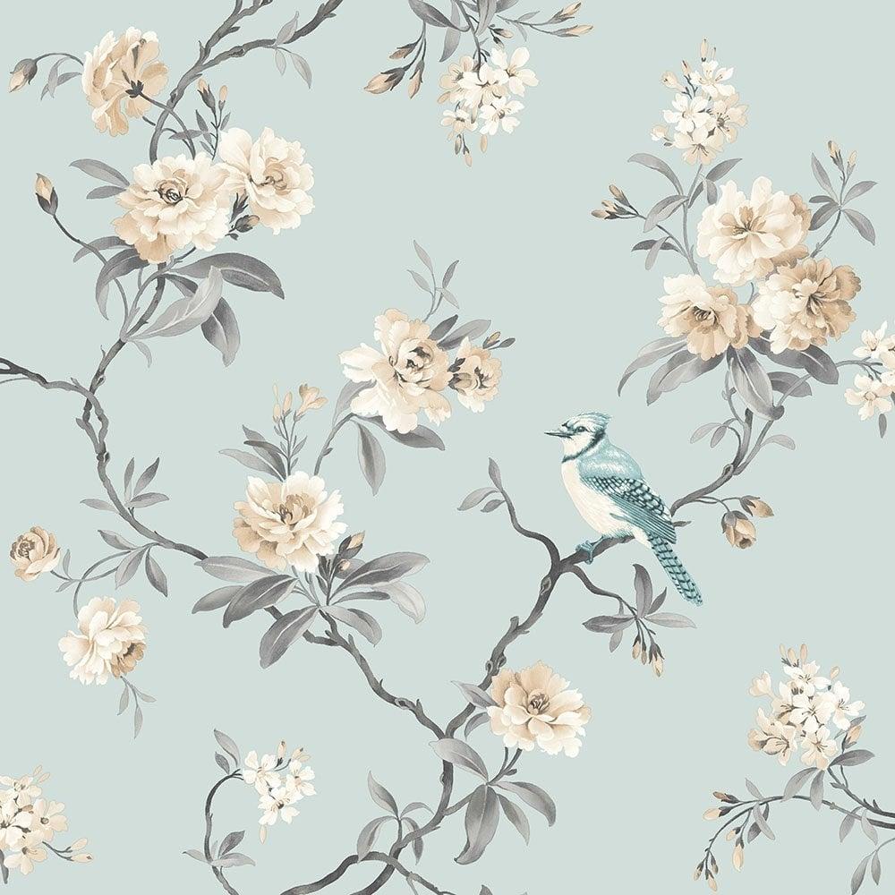 1000x1000 Fine Decor Chinoiserie Floral Wallpaper Teal (FD40765) from I Love Wallpaper UK