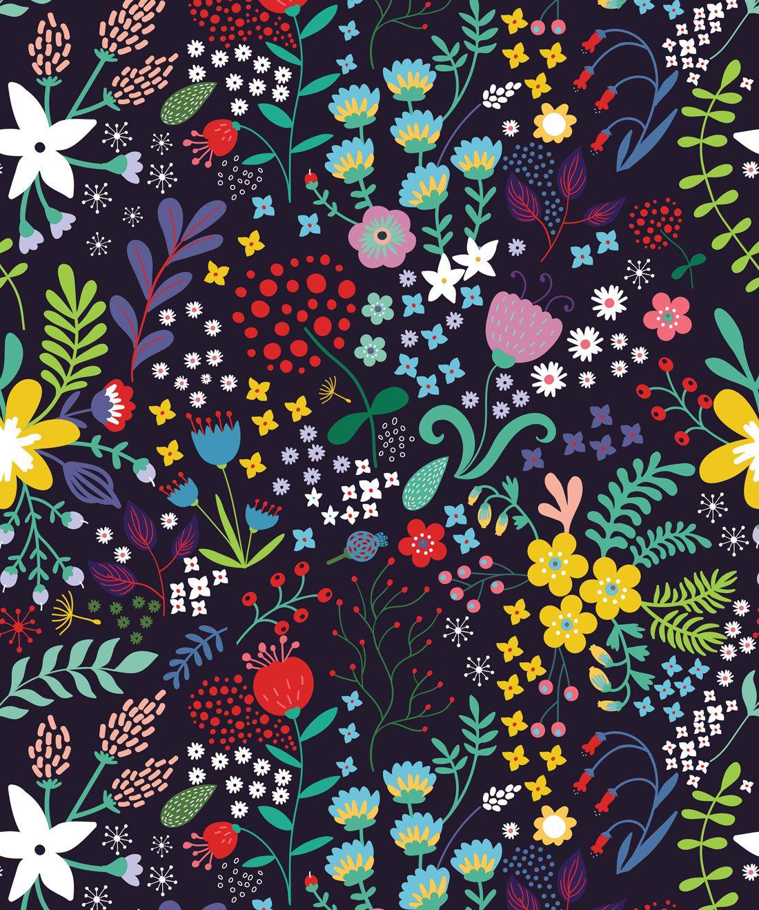 1100x1318 Friday Floral, Modern Whimsical Floral Wallpaper