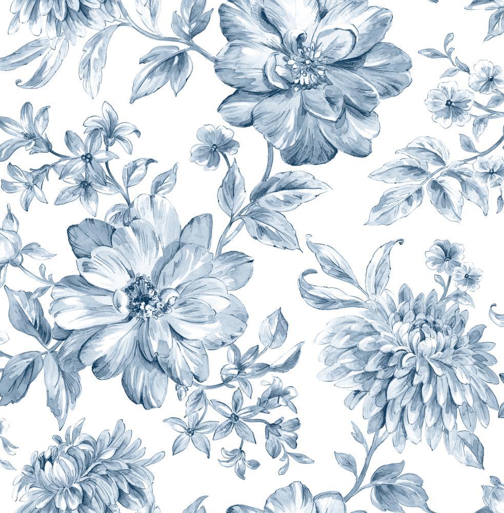 983x1000 Brewster Gabriela Blue Floral Wallpaper in the Wallpaper department at