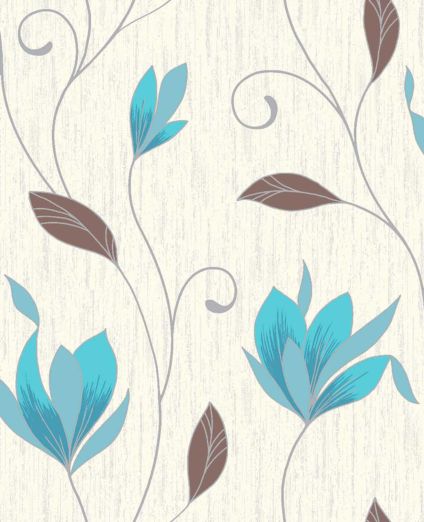 1462x1800 COLOR WHEEL. Synergy Teal Floral Trails Wallpaper