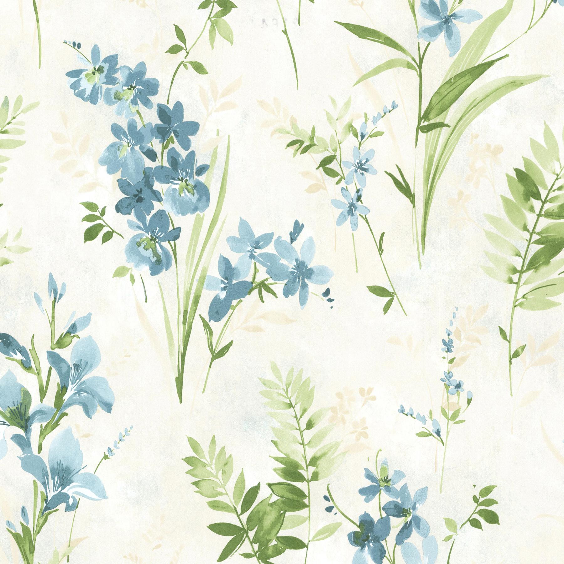 1800x1800 Townline Paint. Driselle Teal Floral Wallpaper