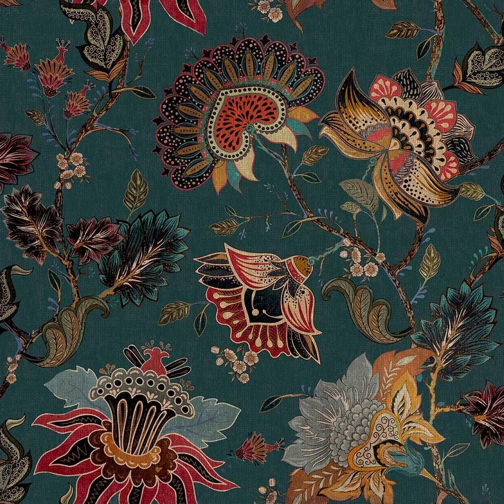 1000x1000 Paloma Faith Vintage Botanical Teal Floral Wallpaper. Closs & Hamblin