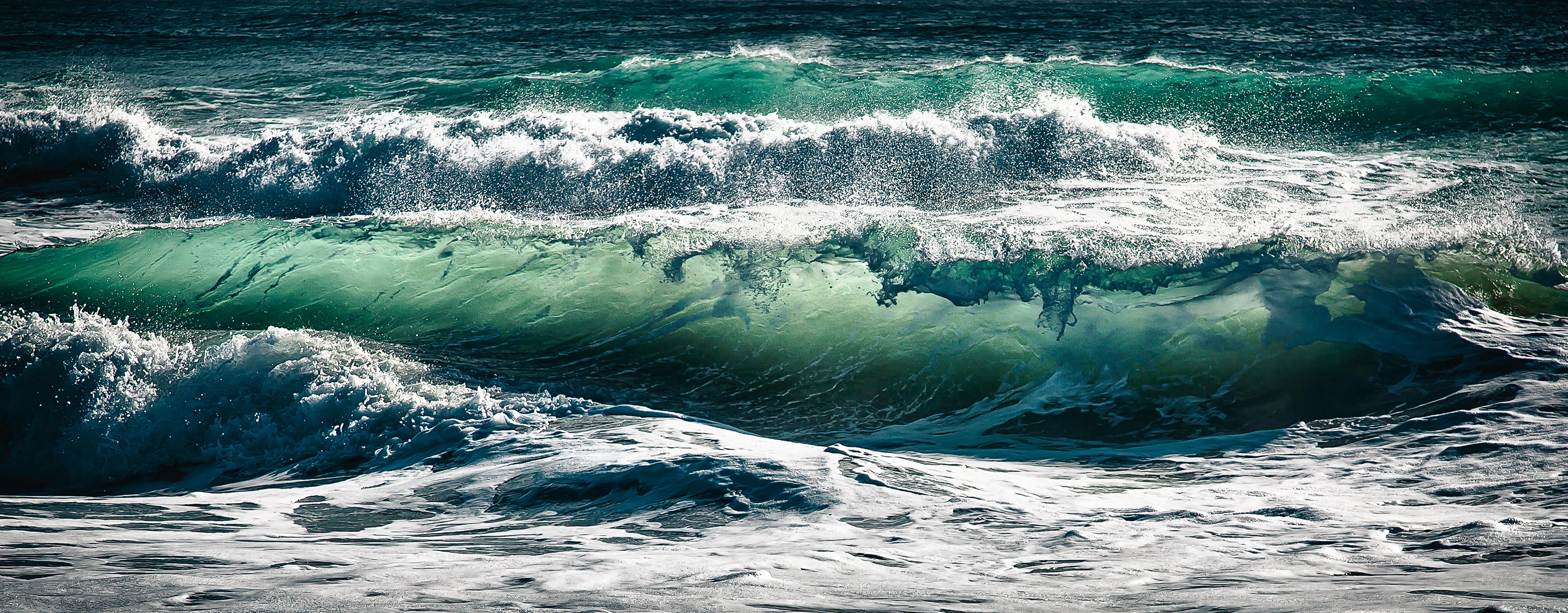 6598x2580 ocean wave HD wallpaper, Background
