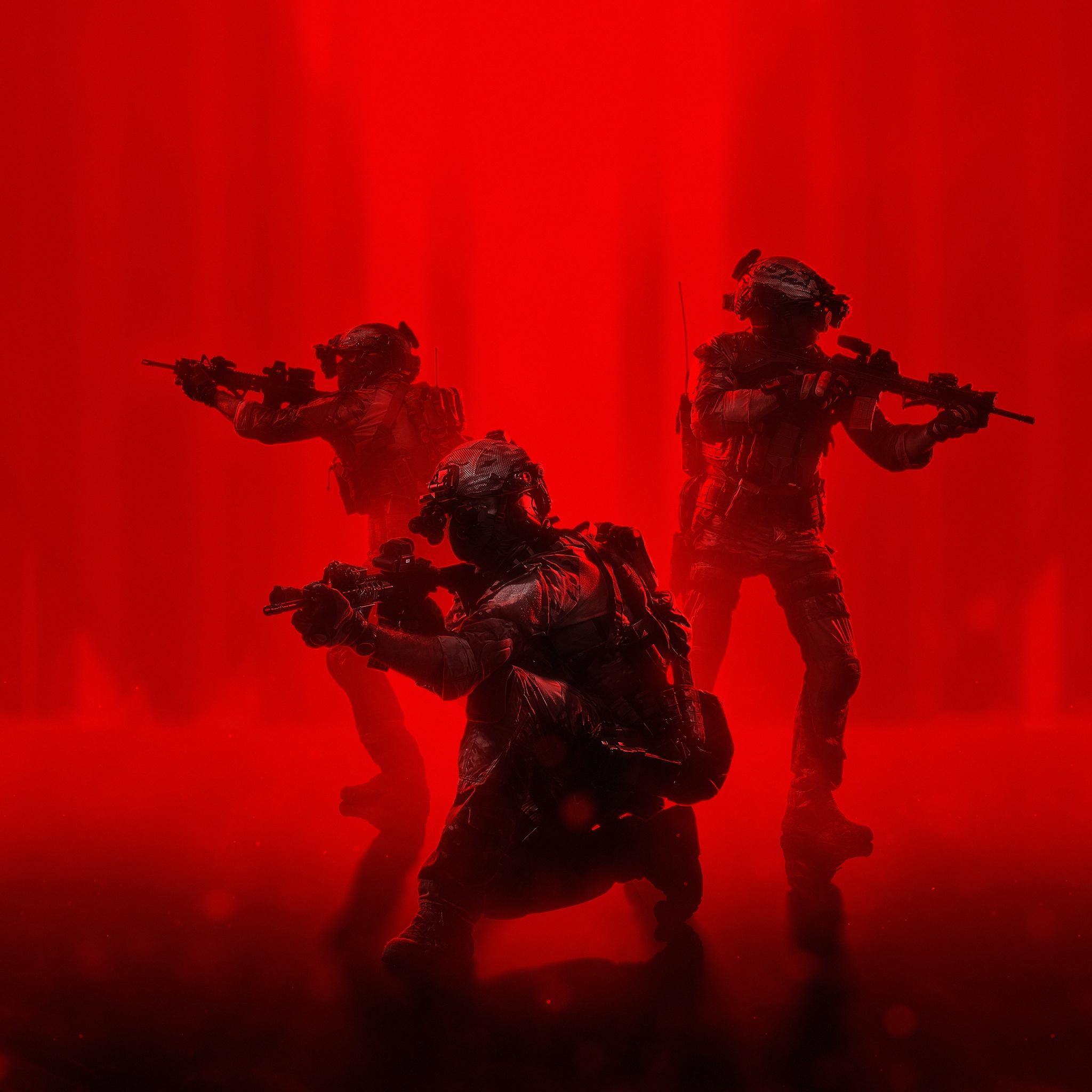 2048x2048 Soldiers Wallpaper 4K, Operation, Red background