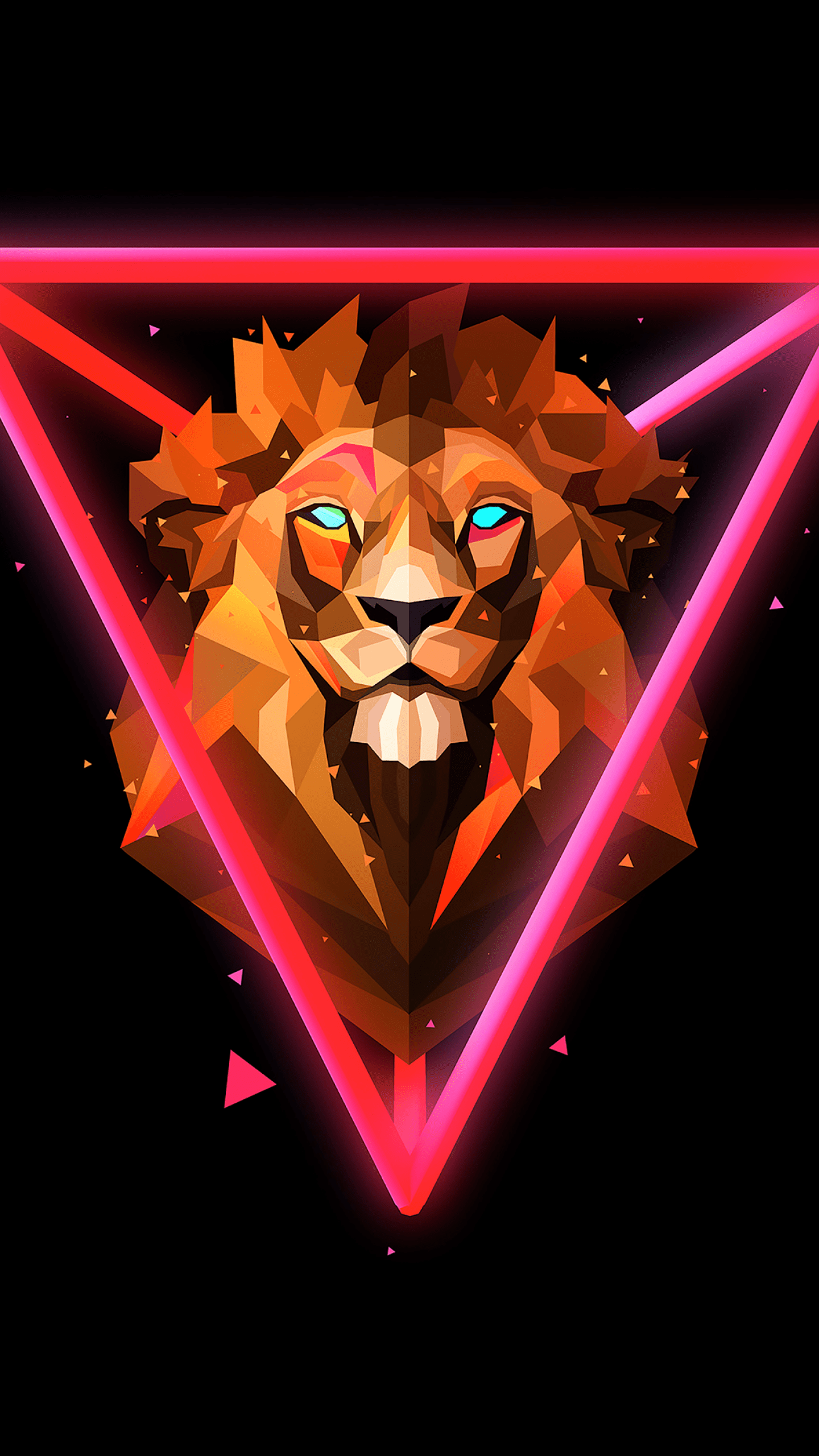 1440x2560 Lion Wallpaper 4K, Wild, Low poly, Artwork, AMOLED, Graphics CGI
