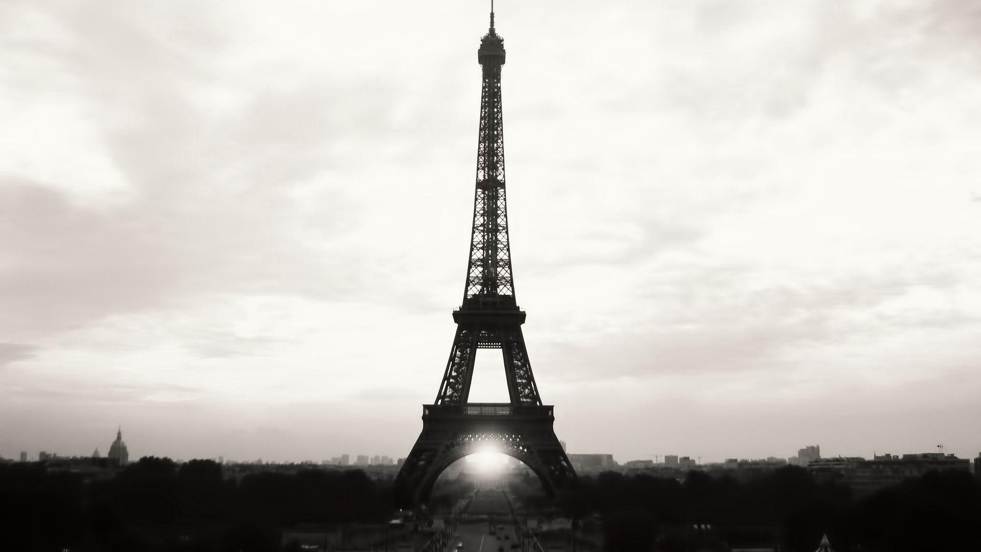 1920x1080 Download wallpaper 1920x1080 eiffel tower, paris, france, black white, point of interest full hd, hdtv, fhd, 1080p HD background