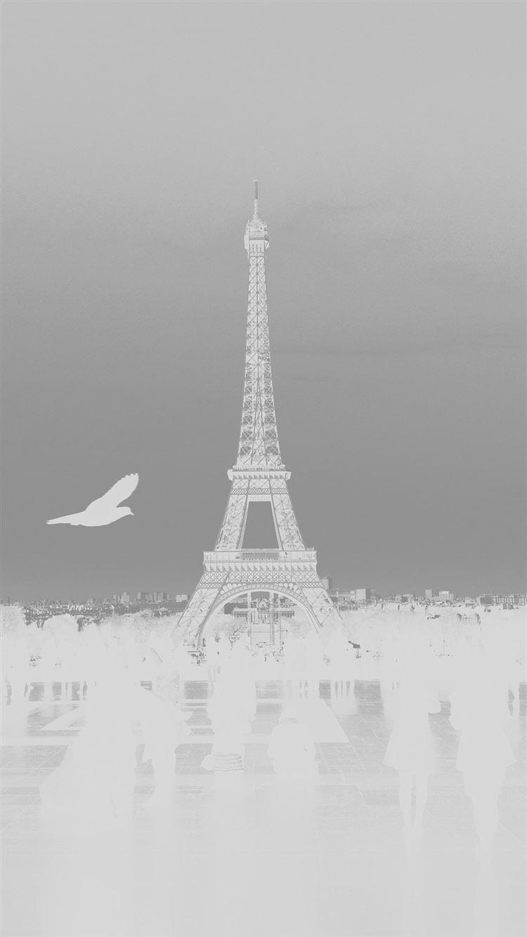 750x1334 Paris Eiffel Tower Tour Dark Bird France White iPhone 8 Wallpaper Free Download