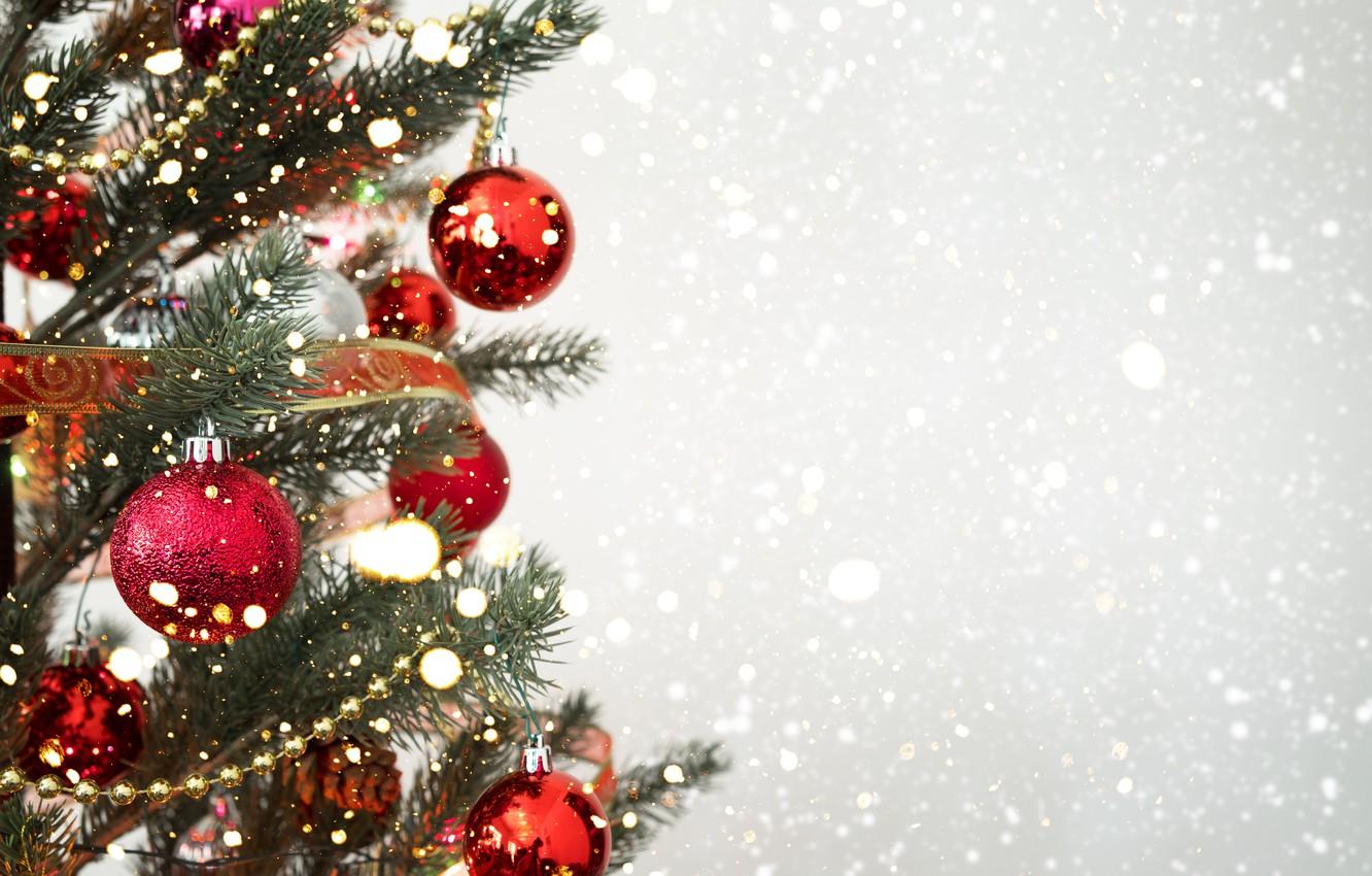 1332x850 Wallpaper snow, decoration, balls, tree, New Year, Christmas, Christmas, balls, snow, New Year, decoration, xmas, Merry, fir tree image for desktop, section новый год