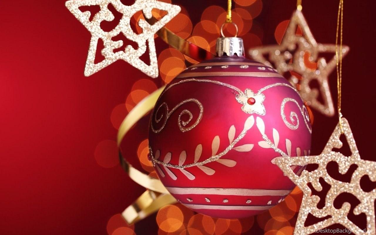 1280x800 Stars With Red Christmas Ball Wallpaper Desktop Background