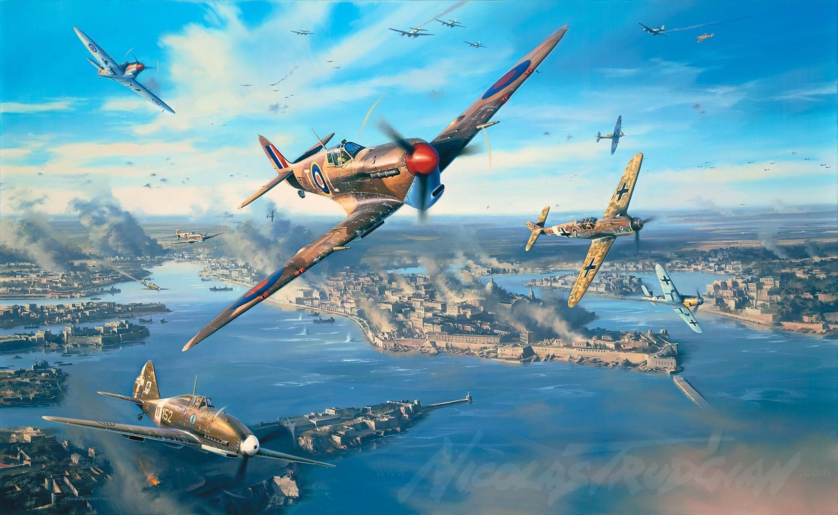 1701x1046 battle of britain supermarine spitfire messerschmitt bf 109 tallyho dogfight wallpaper HD Wallpaper