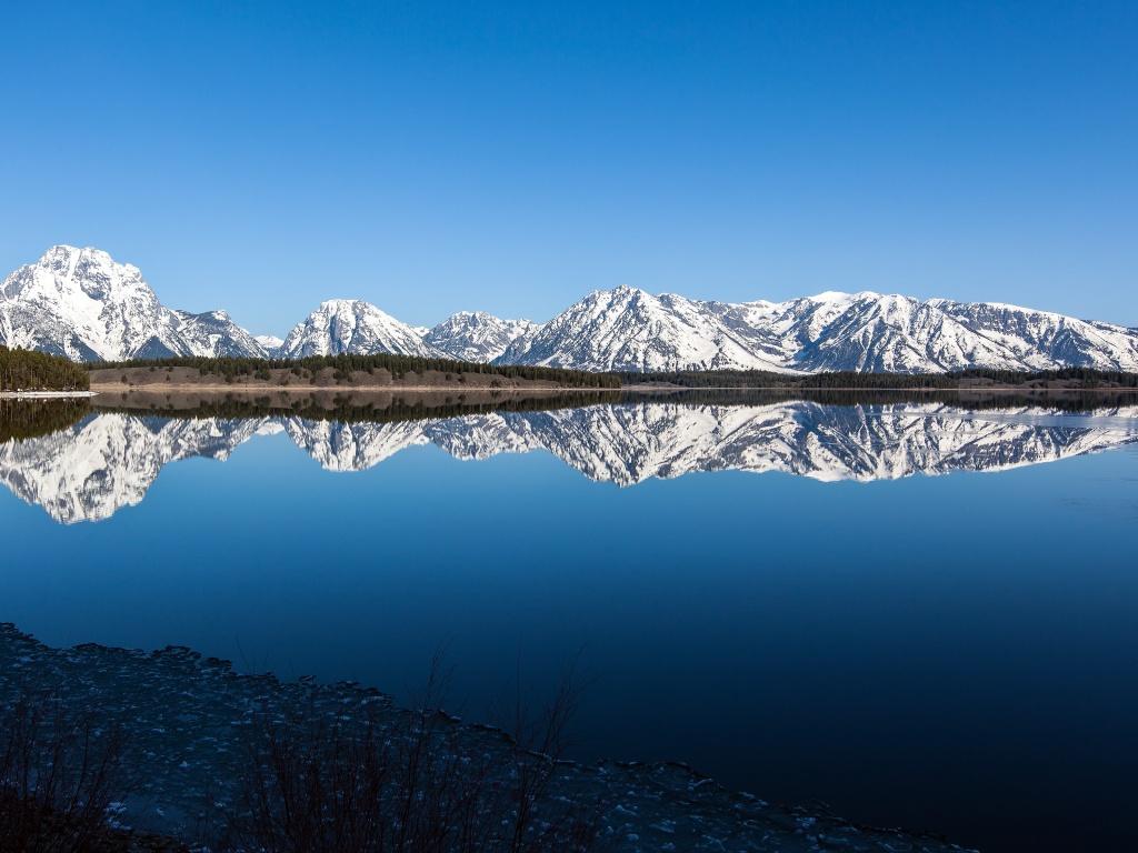 1024x768 Grand Teton National Park Wallpaper 4K, Wyoming, Landscape, Mirror Lake, Reflection, Nature