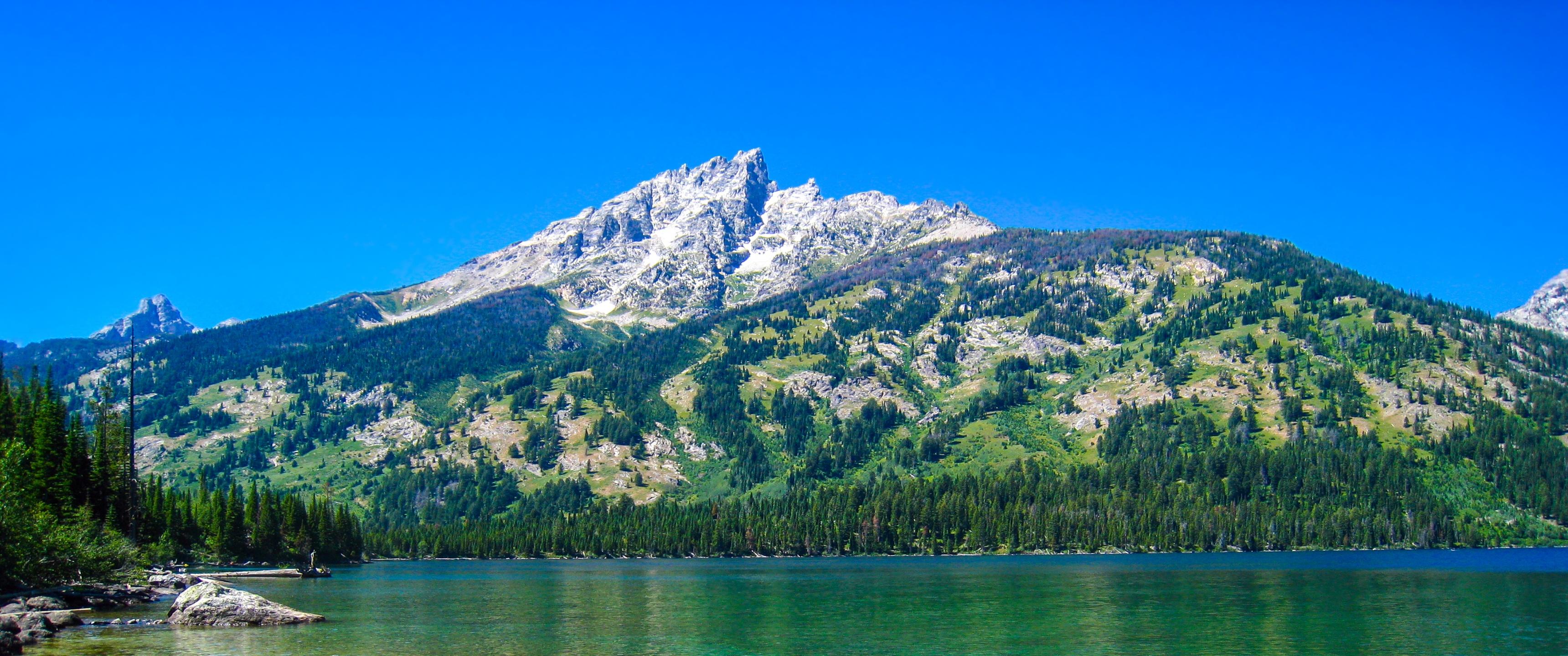 3440x1440 Emerald Lake Wallpaper 4K, Grand Teton National Park, Wyoming, Blue Sky, Nature