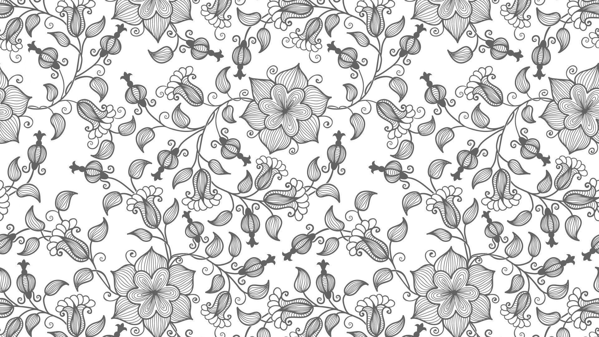 1920x1080 Black and White Floral Wallpaper