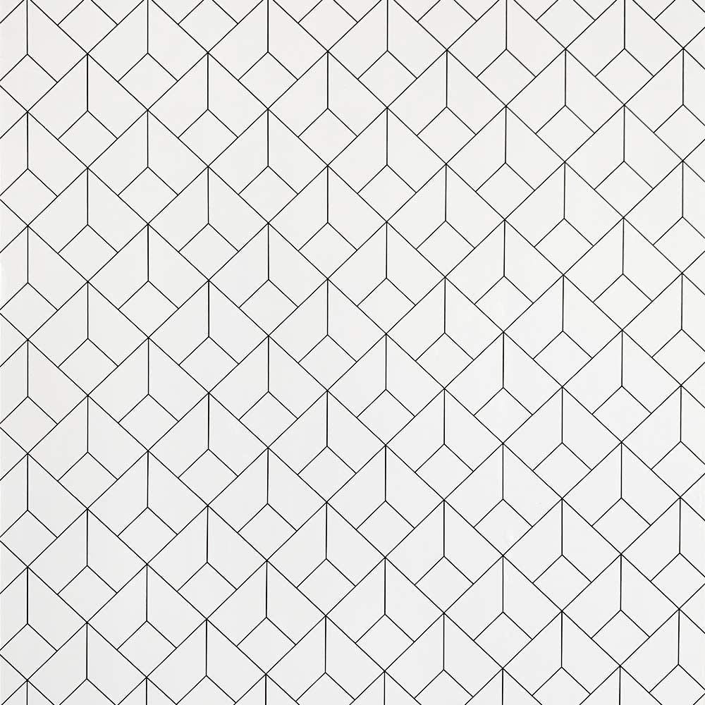 1000x1000 17.7x118 Inch Windeco White and Black Modern Trellis Geometric Wallpaper Checkered Contact Paper 3D Cube Peel and Stick Self Adhesive Decorative Vinyl Roll for Drawer Closet Liner Living Room