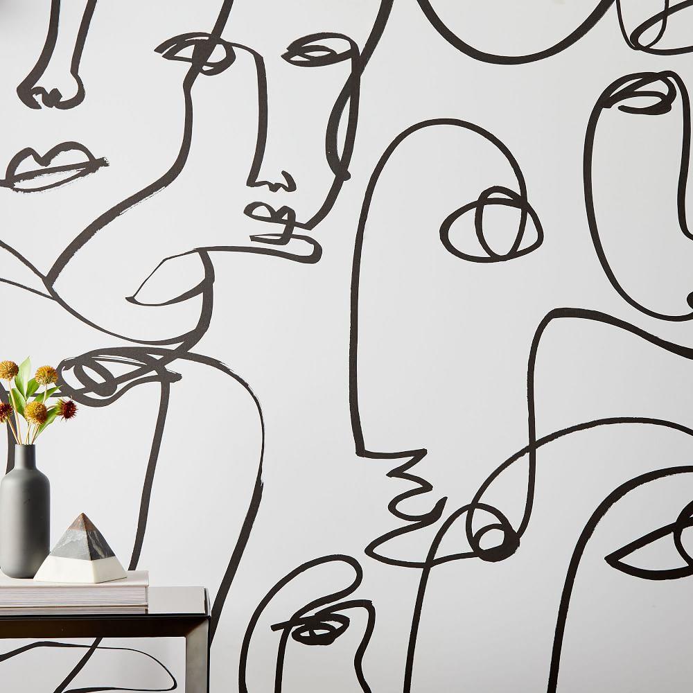 1000x1000 Drop It MODERN Femme© Removable Wallpaper & White