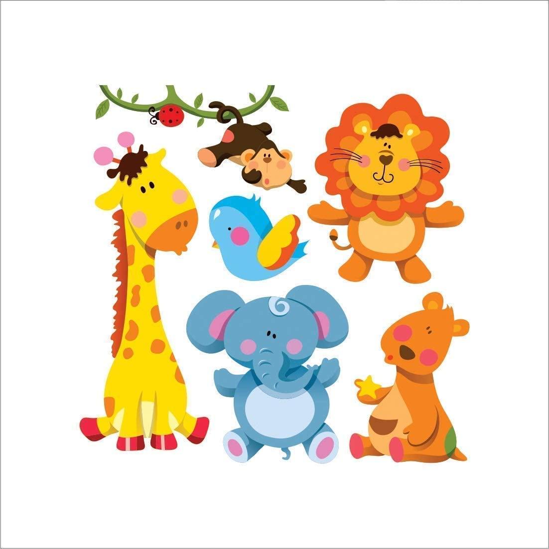 1102x1102 Cartoon Cute Animals Wall Sticker Jungle Theme Kids Wallpaper Decal Sticker Waterproof