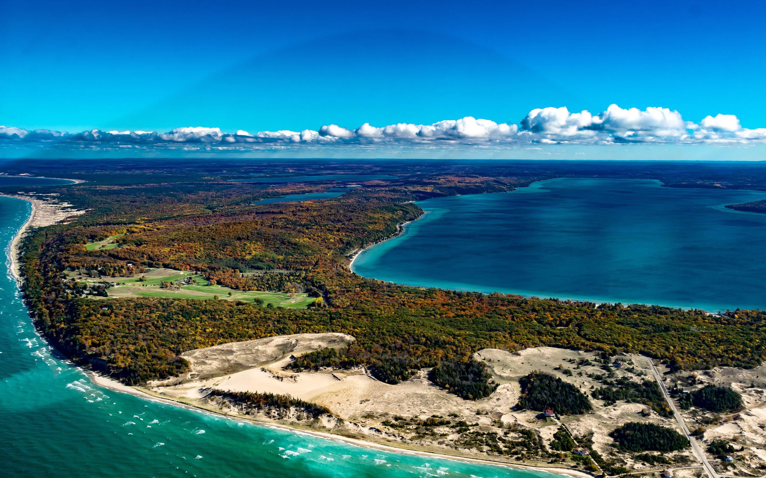 2560x1600 Download wallpaper Crystal Lake, coast, summer, Michigan, USA for desktop with resolution 2560x1600. High Quality HD picture wallpaper