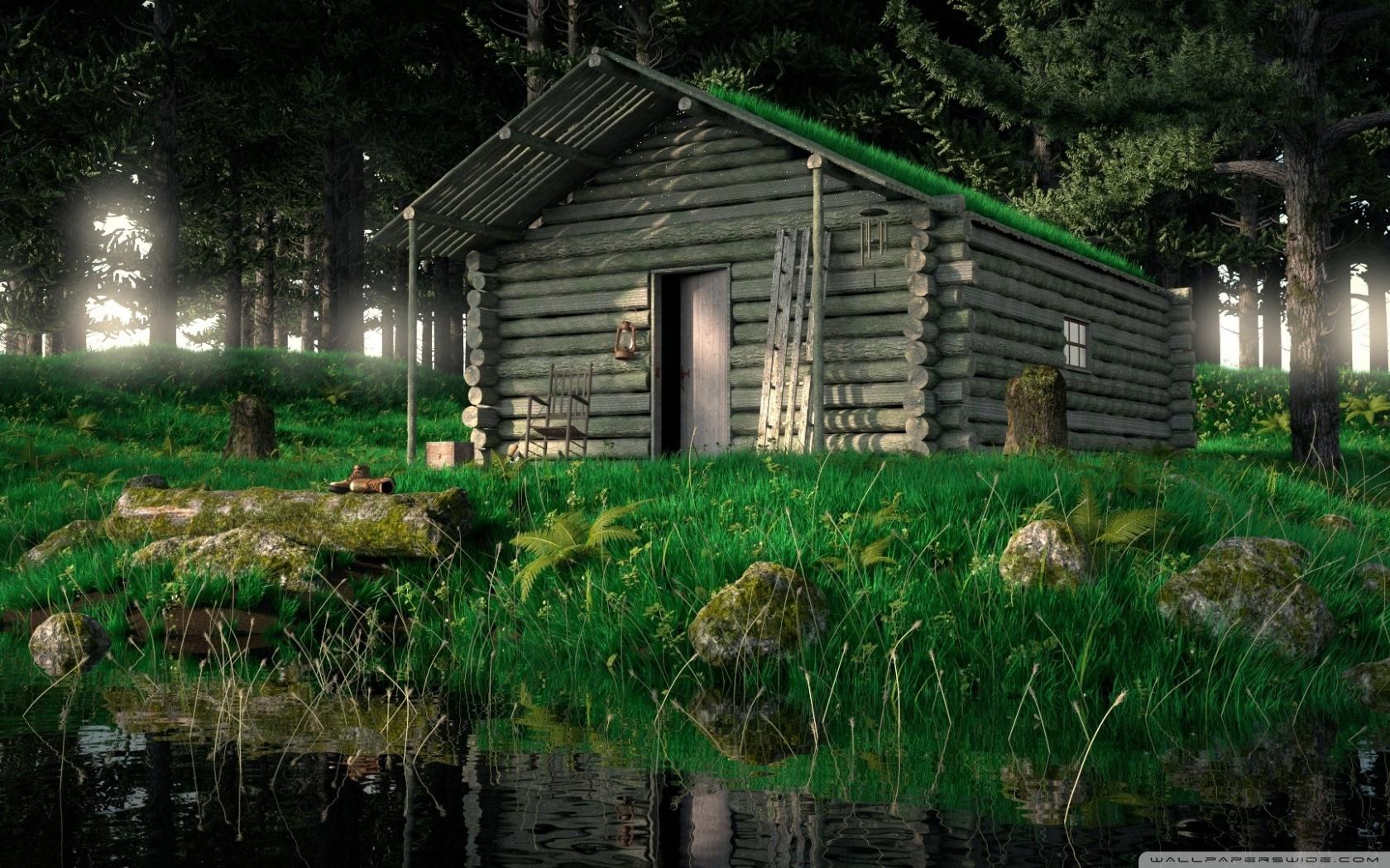 1680x1050 Wood Cabin In The Woods 3D Ultra HD Desktop Background Wallpaper for 4K UHD TV : Widescreen & UltraWide Desktop & Laptop : Tablet