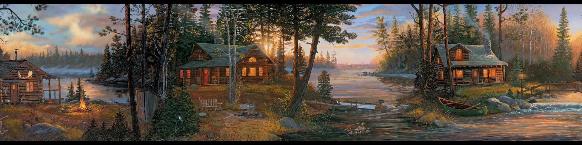 1950x488 Cabin in The Woods Wallpaper Border