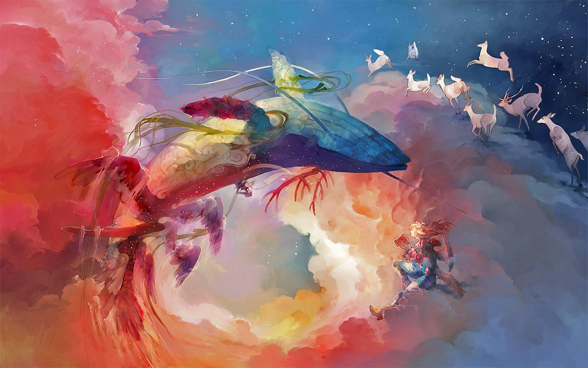 1920x1200 Fantasy Whale HD Wallpaper