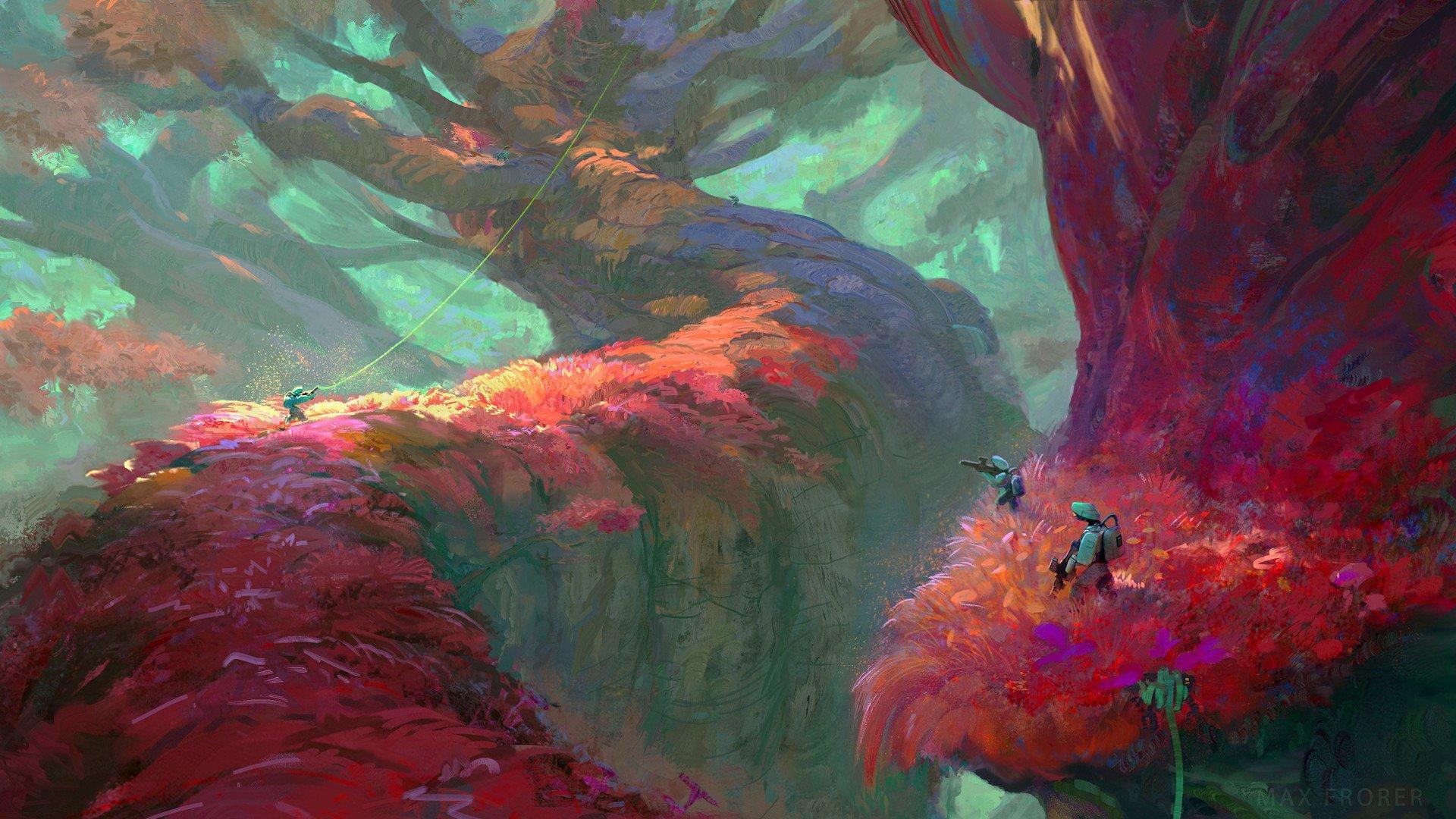 1920x1080 Red Forest HD Wallpaper
