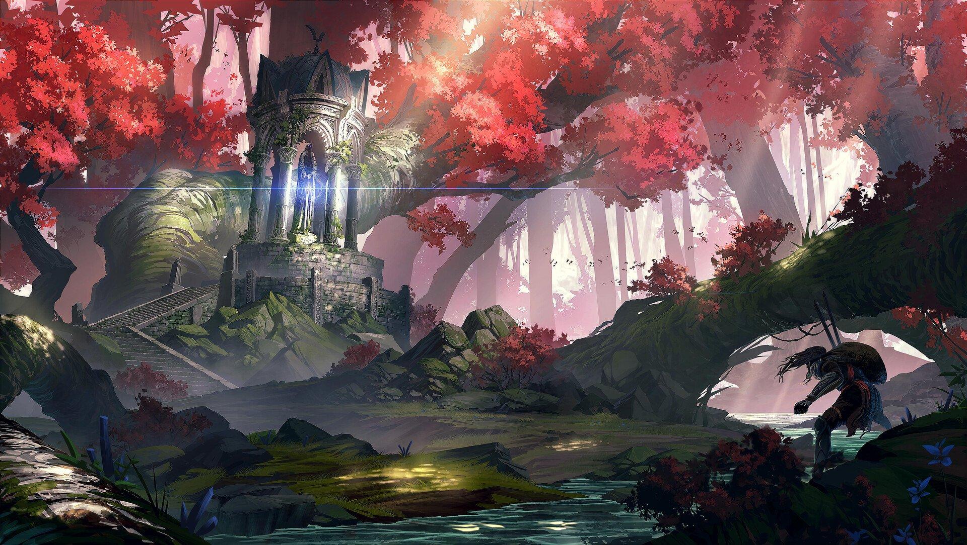 1920x1084 Red Forest HD Wallpaper