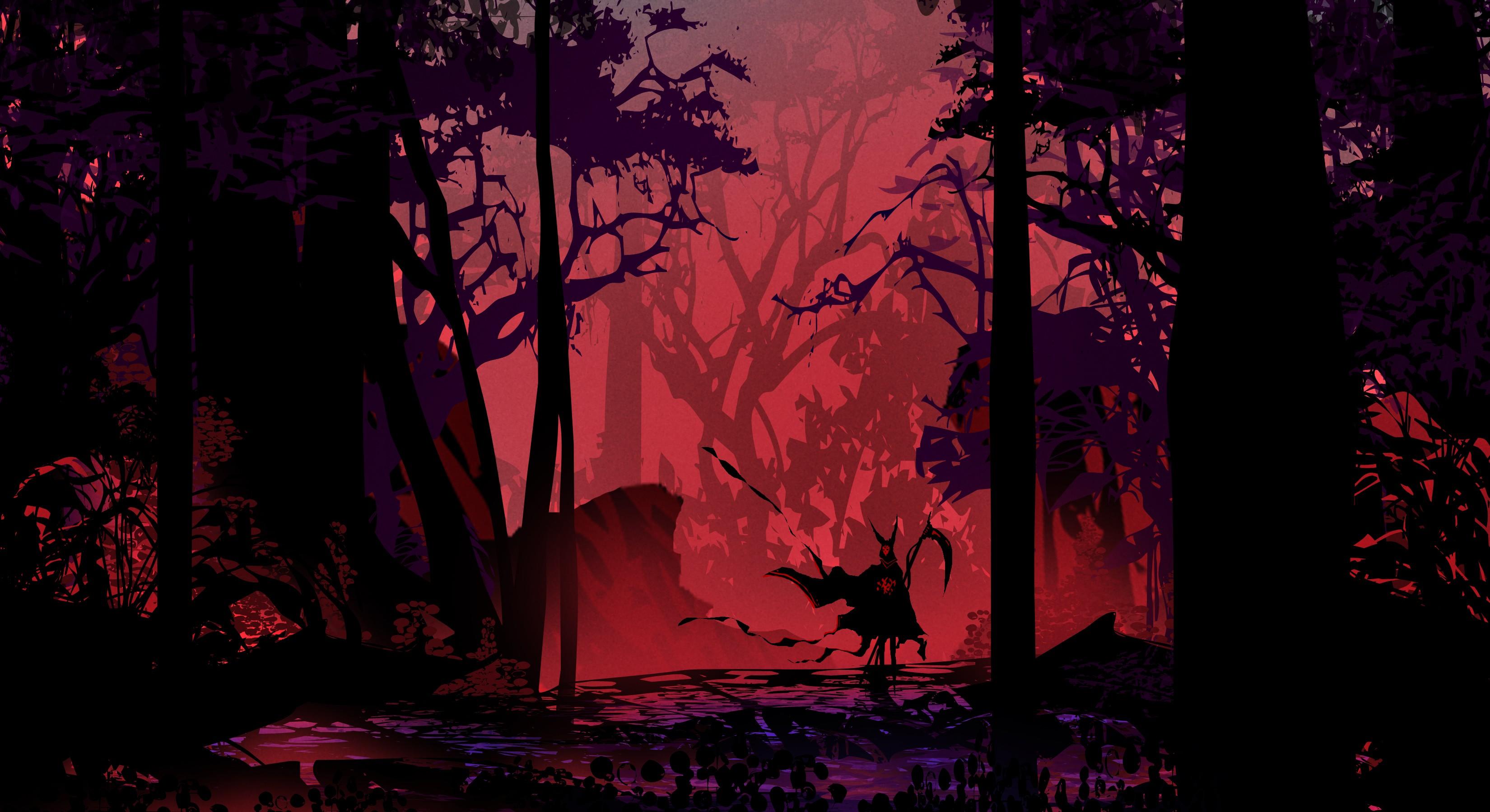 3300x1800 red forest reaper HD wallpaper, Background
