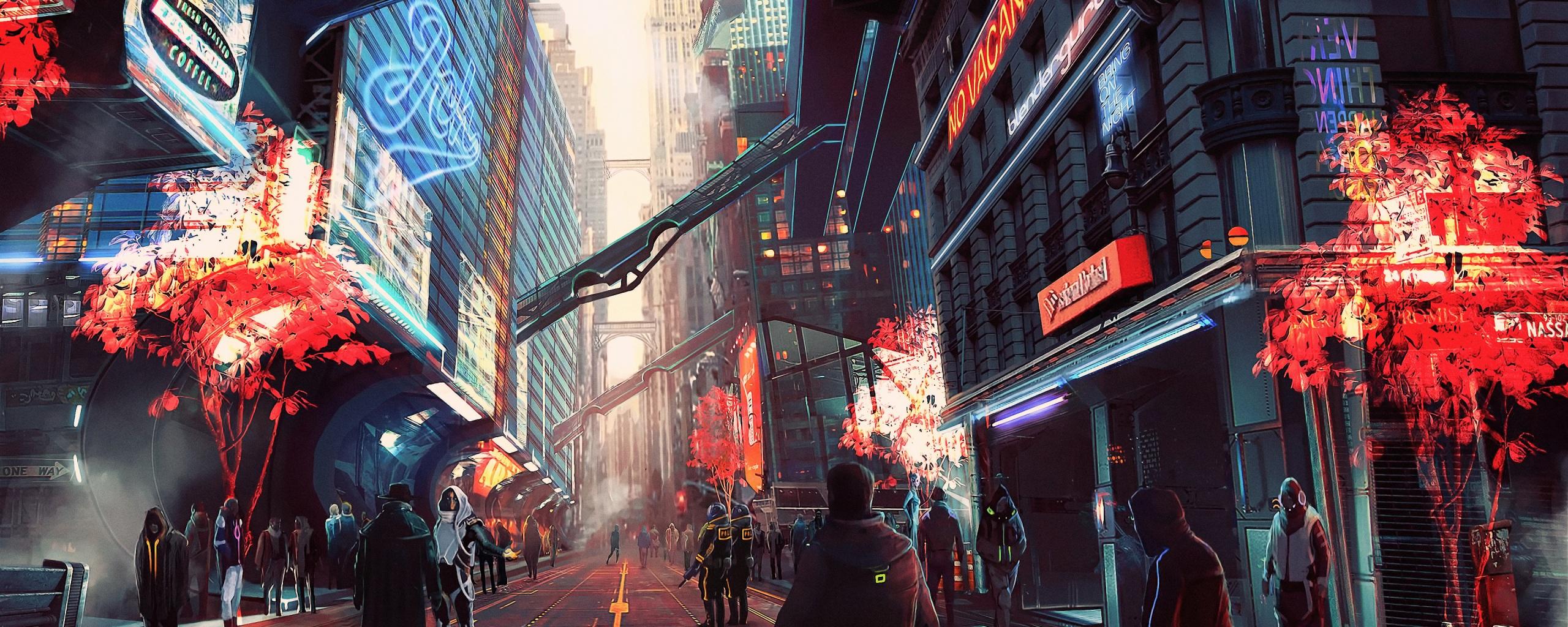 2560x1024 Wallpaper 4k Cyberpunk City Future Digital Art 4k Wallpaper