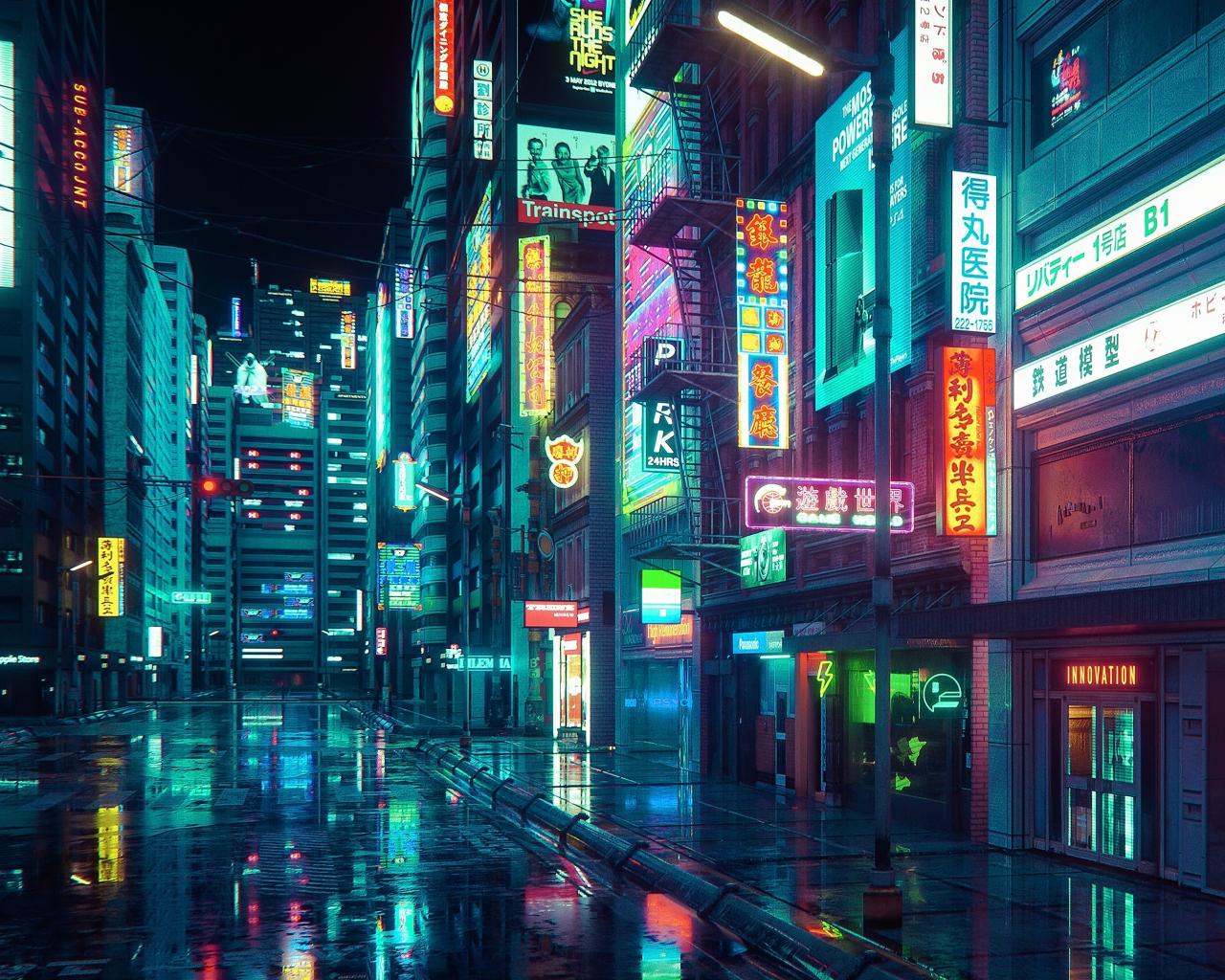 1280x1024 Download 1280x1024 wallpaper cyberpunk, city, buildings, art, standard 5: fullscreen, 1280x1024 HD image, background, 25488