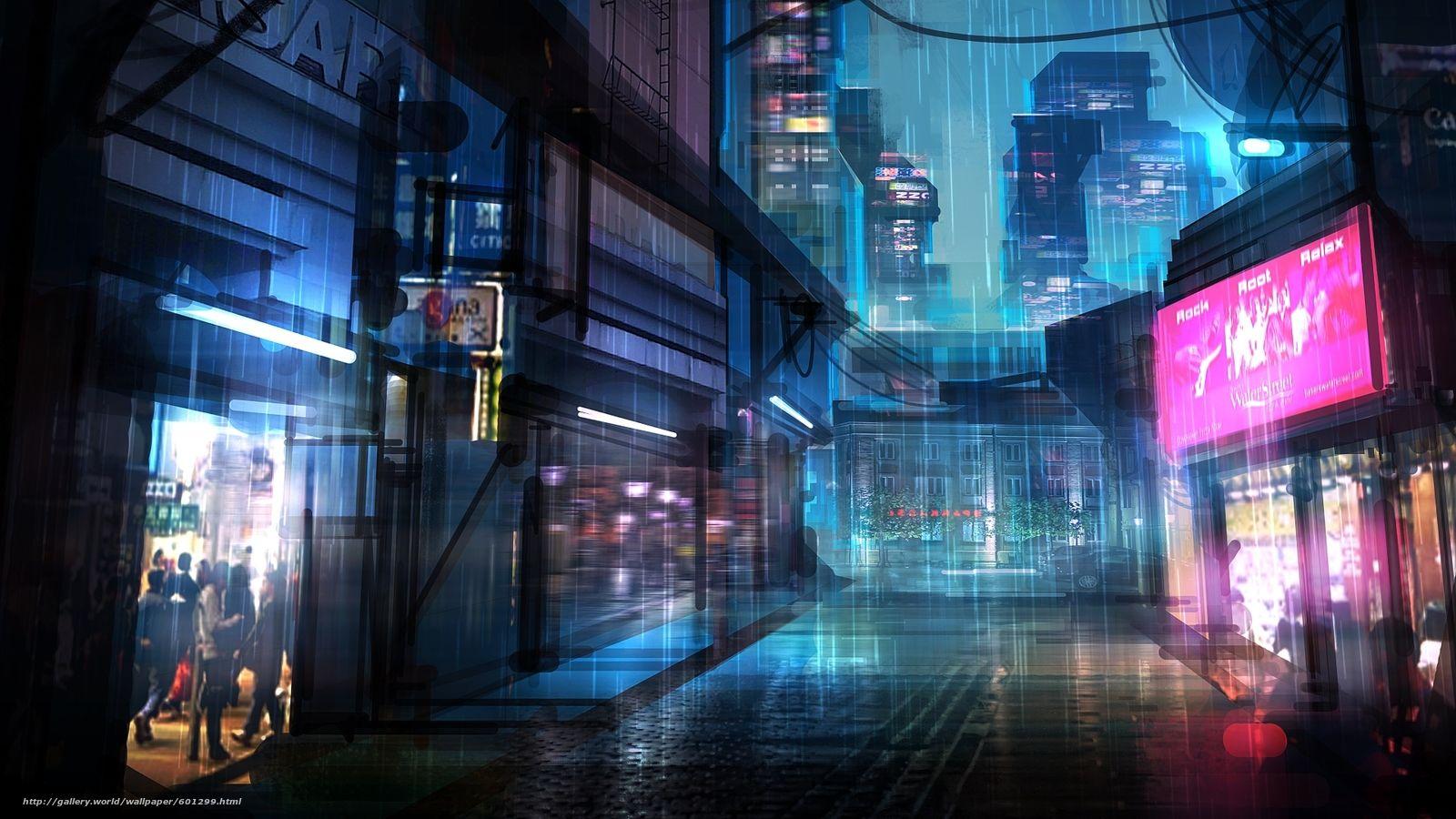 1600x900 Cyberpunk City Wallpaper