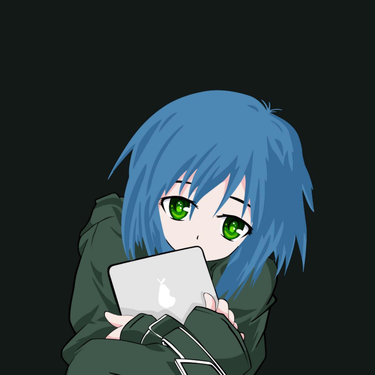 1280x1280 Download wallpaper 1280x1280 girl, anime, tablet, teenager ipad, ipad ipad mini for parallax HD background