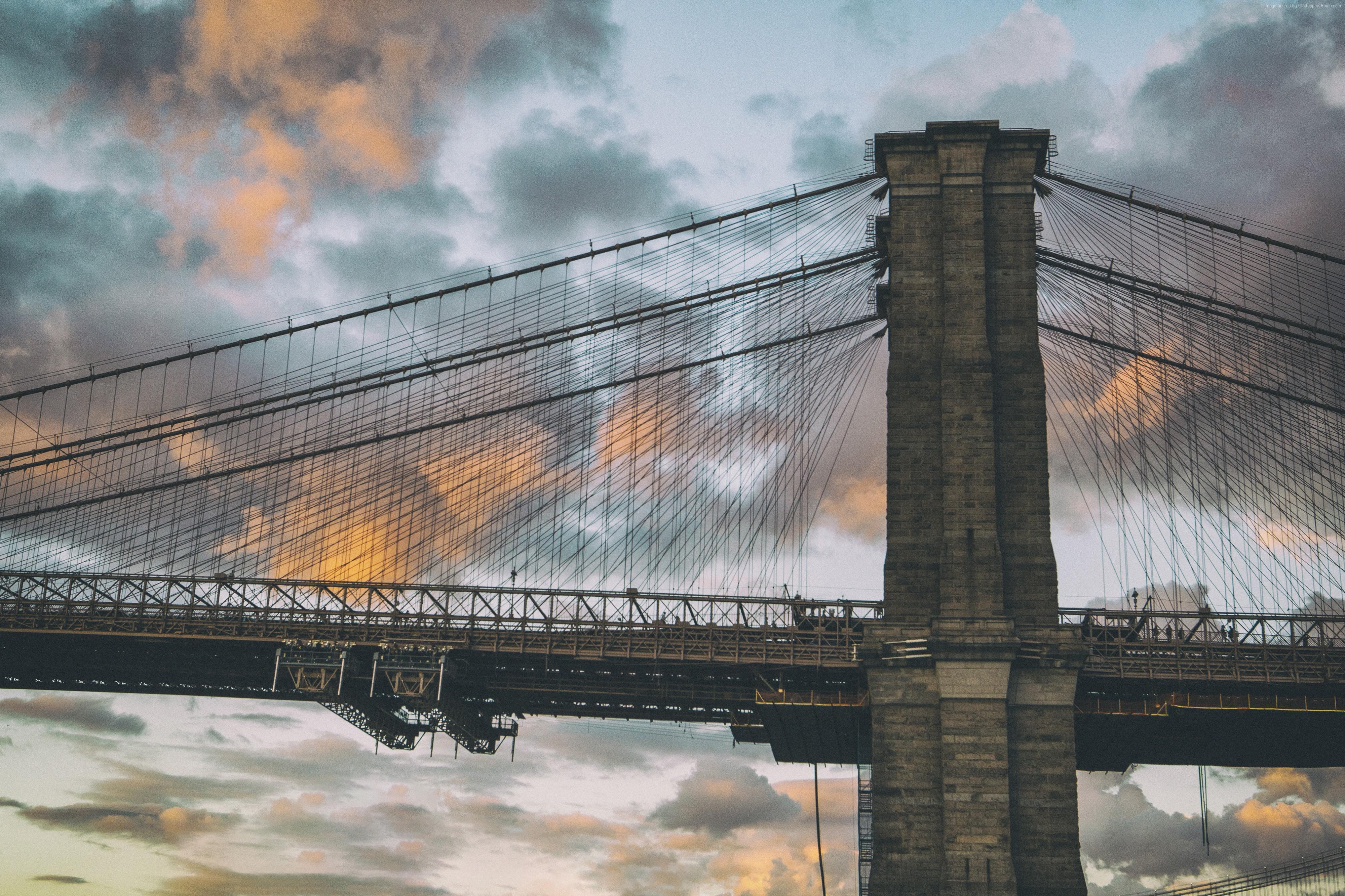 4000x2667 #sunset, #New York, #Brooklyn Bridge, #Dumbo in Brooklyn, #clouds. Mocah HD Wallpaper
