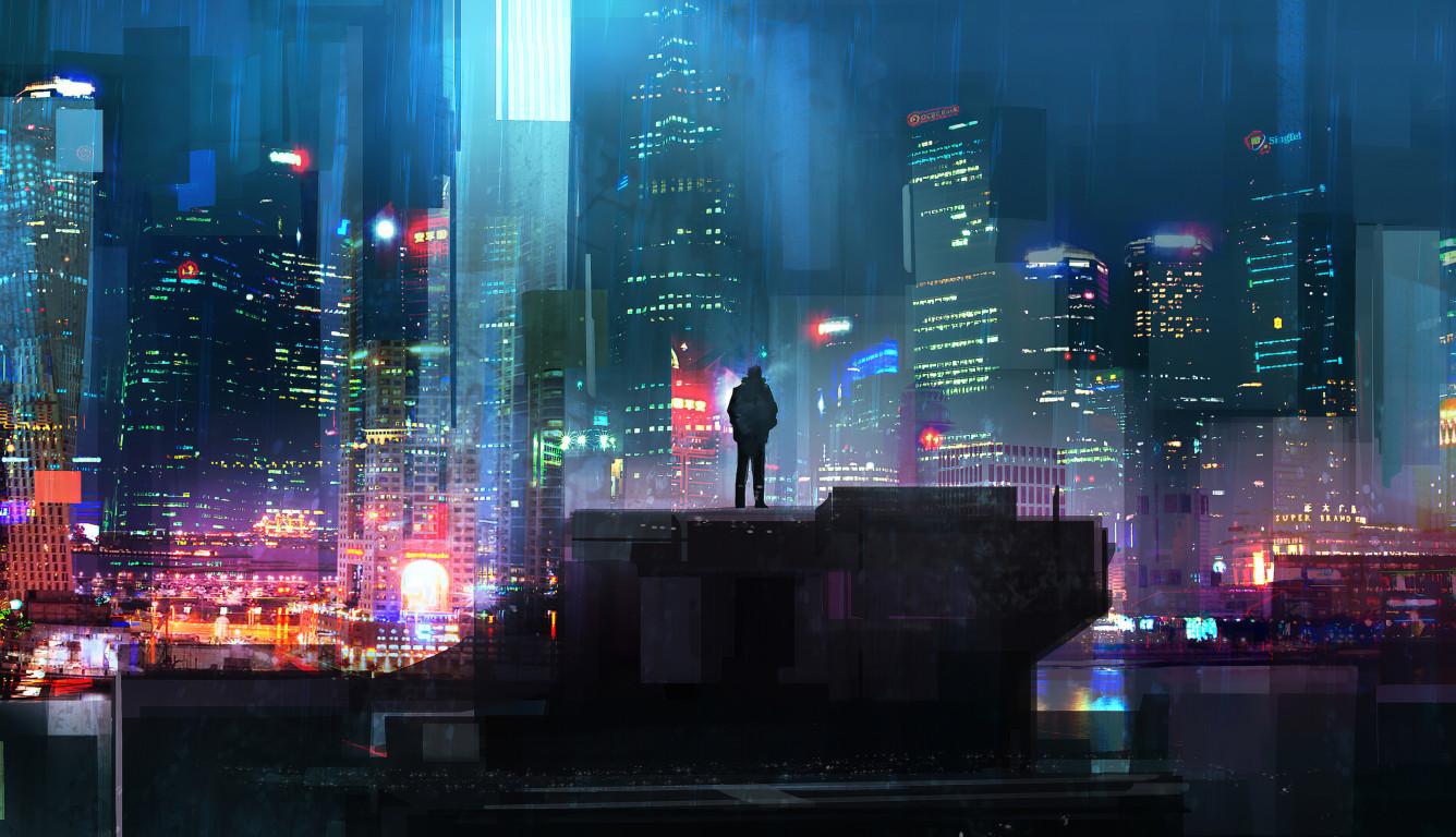 1336x768 Alone Cyberpunk Boy in City HD Laptop Wallpaper, HD Artist 4K Wallpaper, Image, Photo and Background
