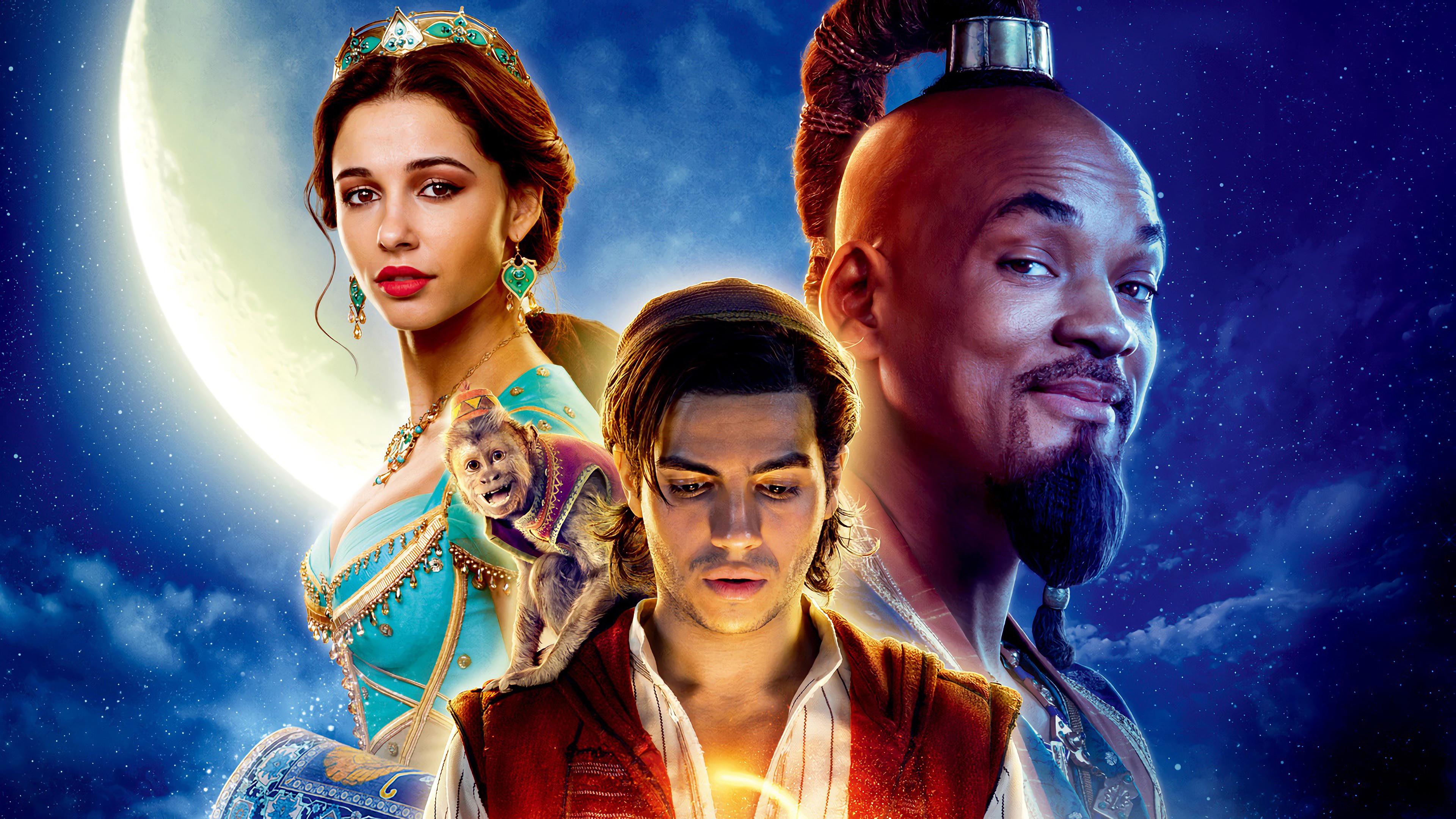 3840x2160 Aladdin 2019 Aladdin Jasmine Genie 4K Wallpaper