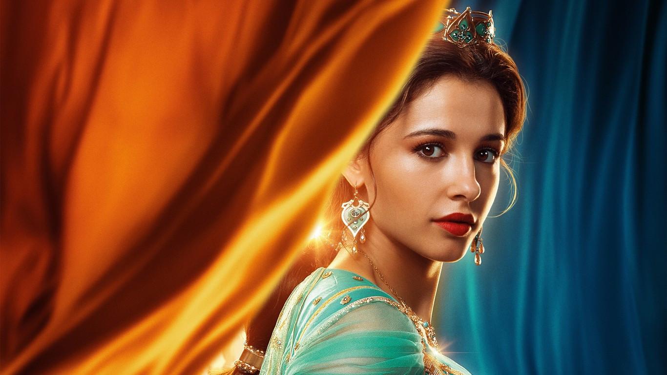 1366x768 Download 1366x768 Aladdin Princess Jasmine, Naomi Scott Wallpaper for Laptop, Notebook
