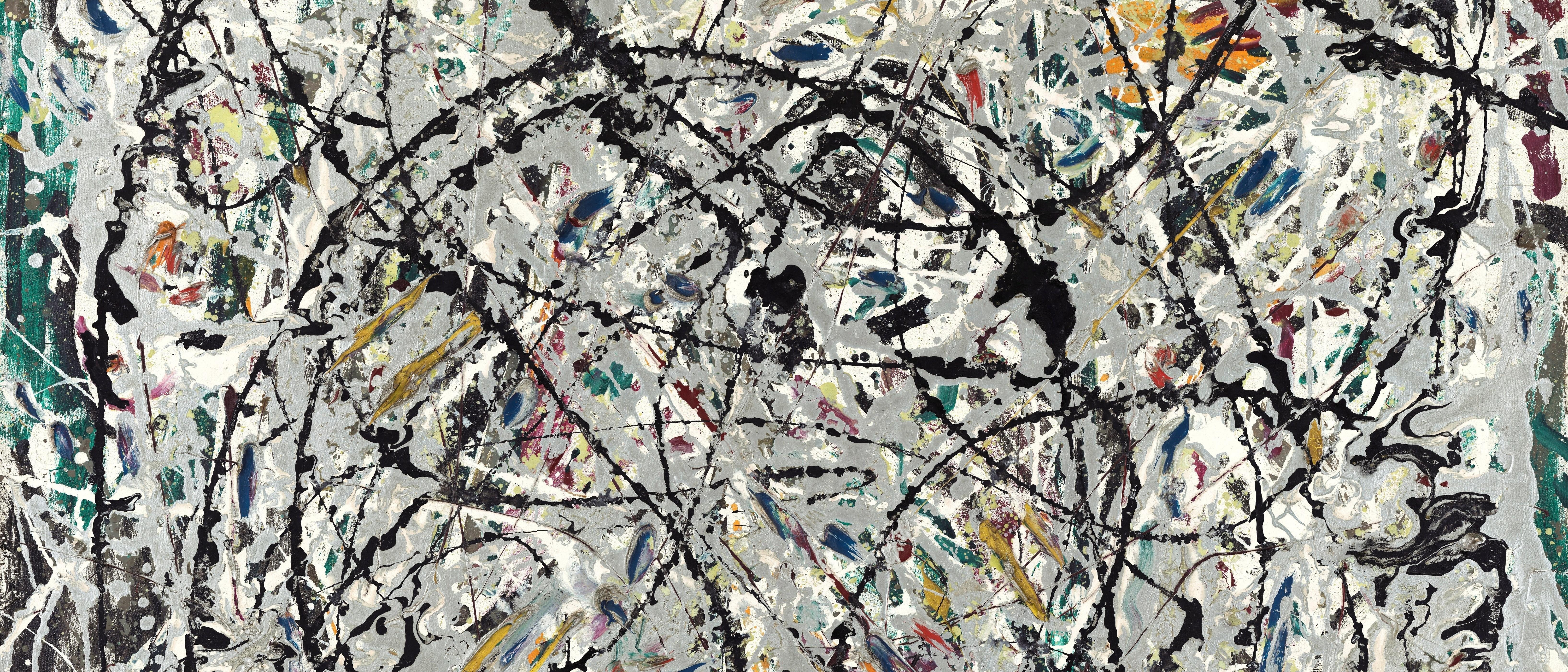 6539x2803 4K, ultrawide, Jackson Pollock, painting, artwork HD Wallpaper