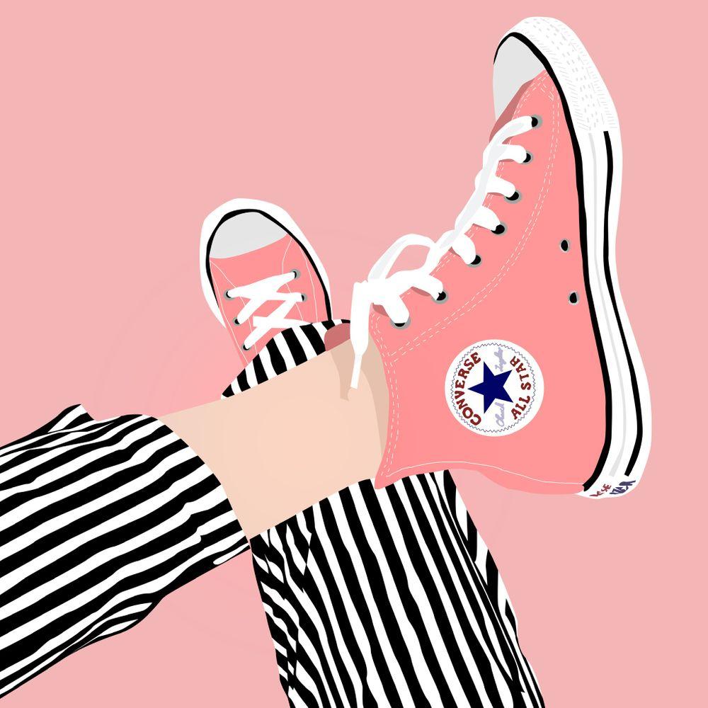1000x1000 Living coral Converse Sticker by Ninisky Background. Sneakers illustration, Sneaker art, Sneakers drawing