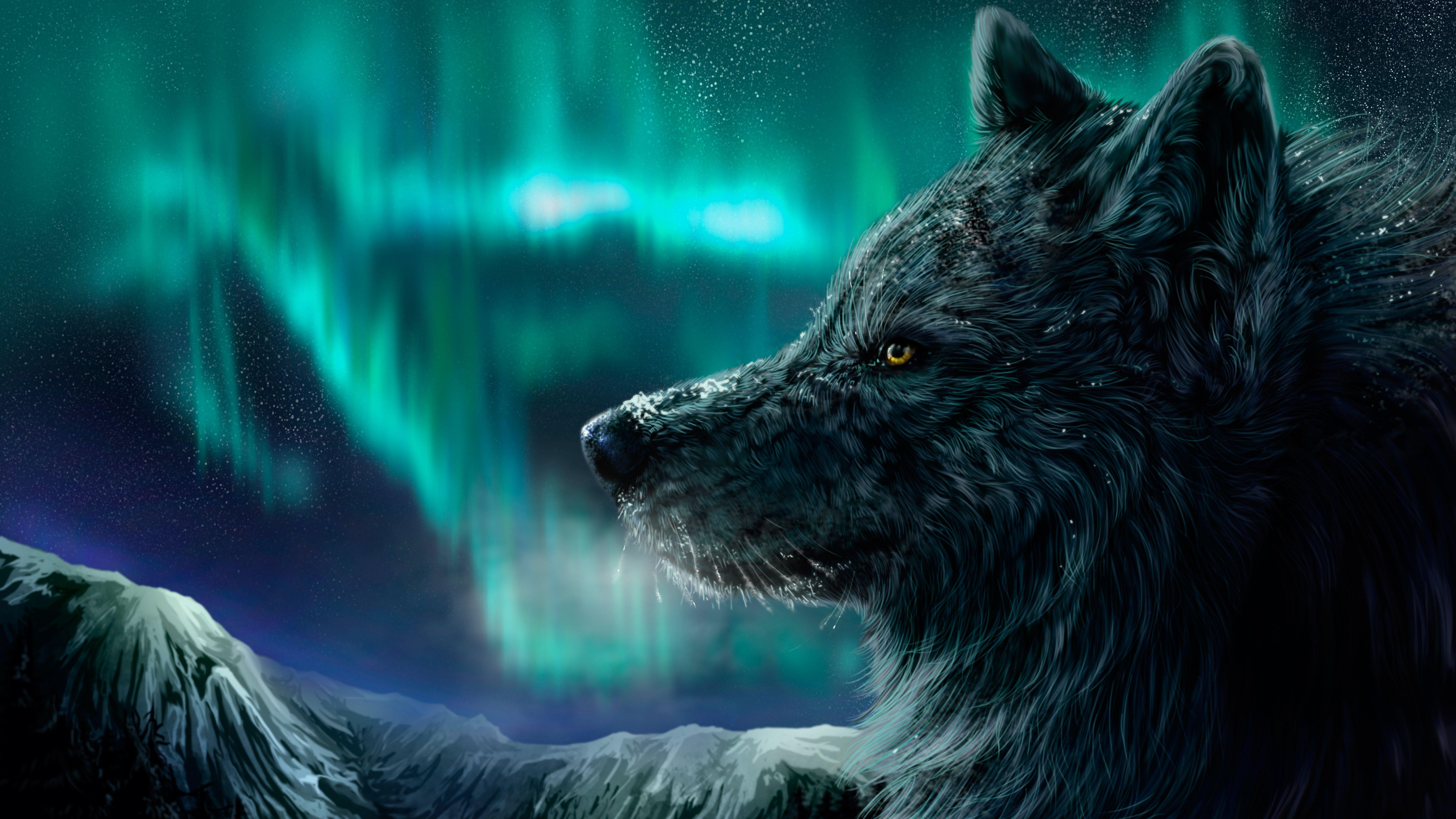7000x3937 wolf, Wolves, Artwork, Winter Wallpaper HD / Desktop and Mobile Background