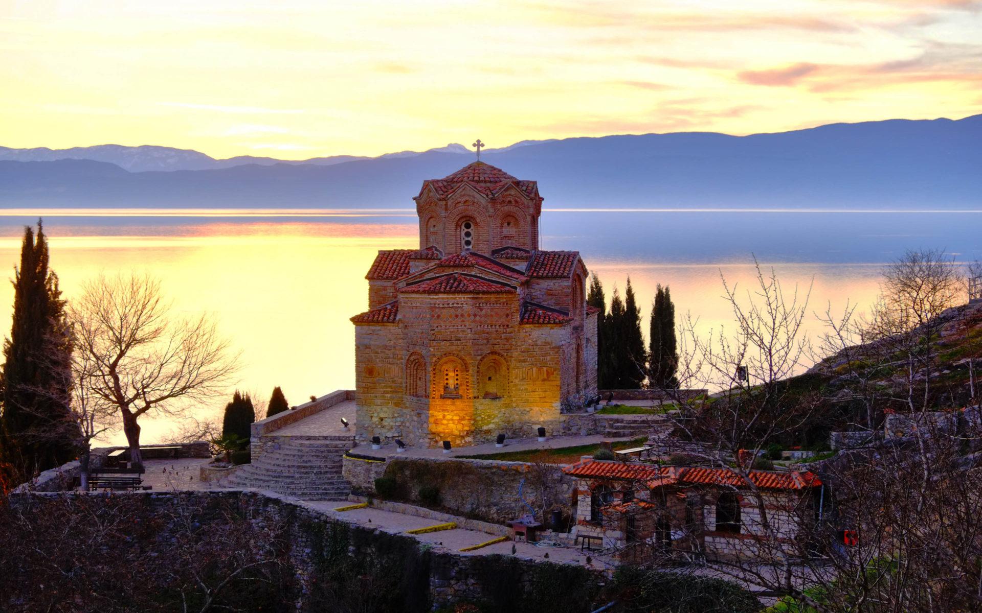 1920x1200 Church In Macedonia Church Of St. John At Kaneo Orthodox Church In Ohrid At Sunset 4k Ultra HD Desktop Wallpaper For Computers Laptop Tablet And Mobile Phones :