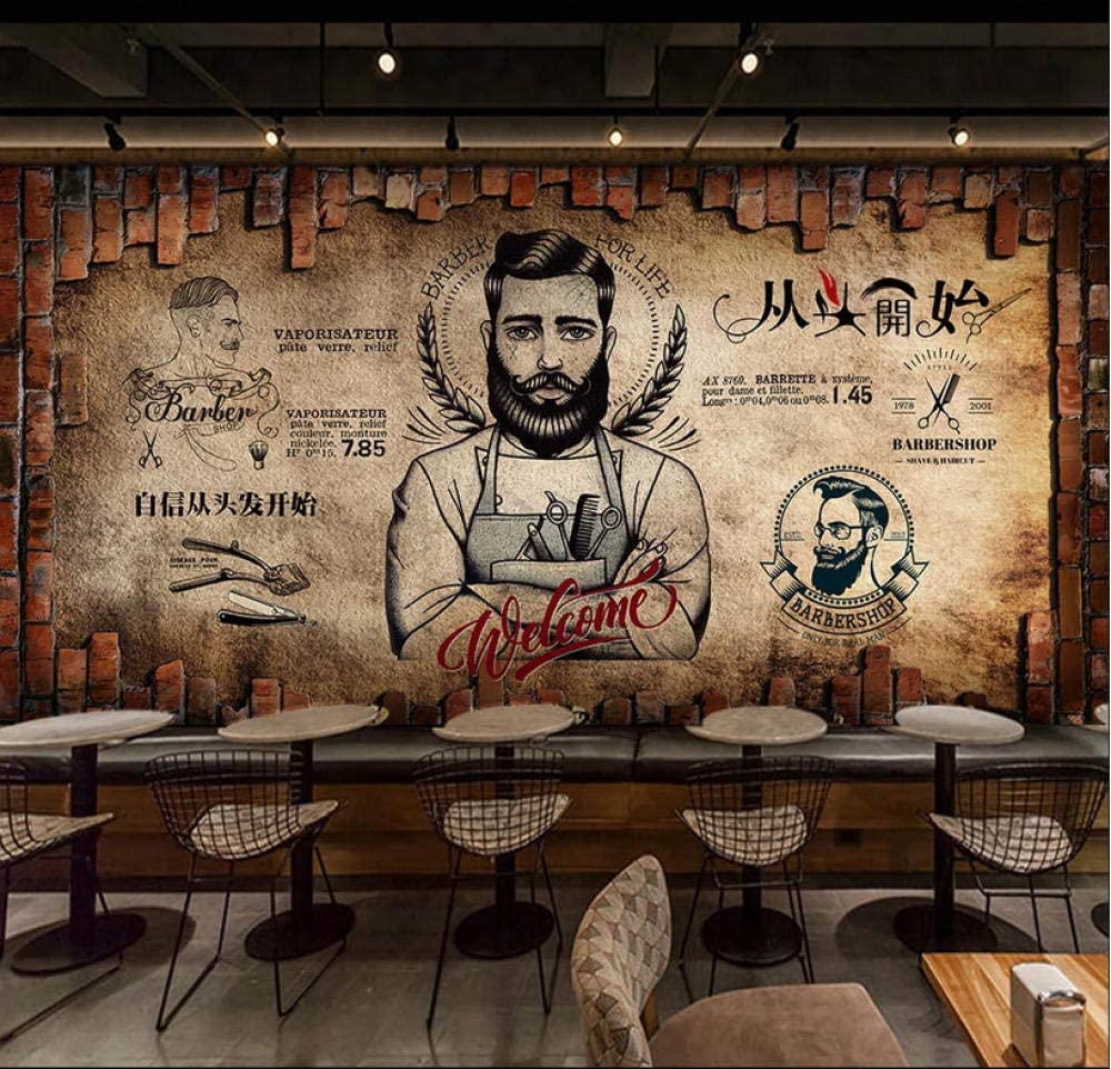 1000x962 Afashiony Mural Wallpaper Photo Poster Wall Decoration HD Print Retro Barber Shop Beauty Salon Background Wall