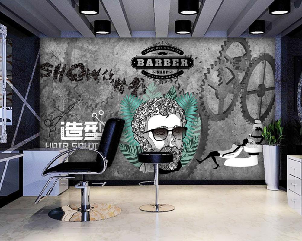 1000x800 Free Shipping Barber Shop Design Background Wall Custom 3D Beauty Salon Fashion Modeling Salon Shop Decoration Wallpaper Mural, As pic - купити за ціною $25.60 в