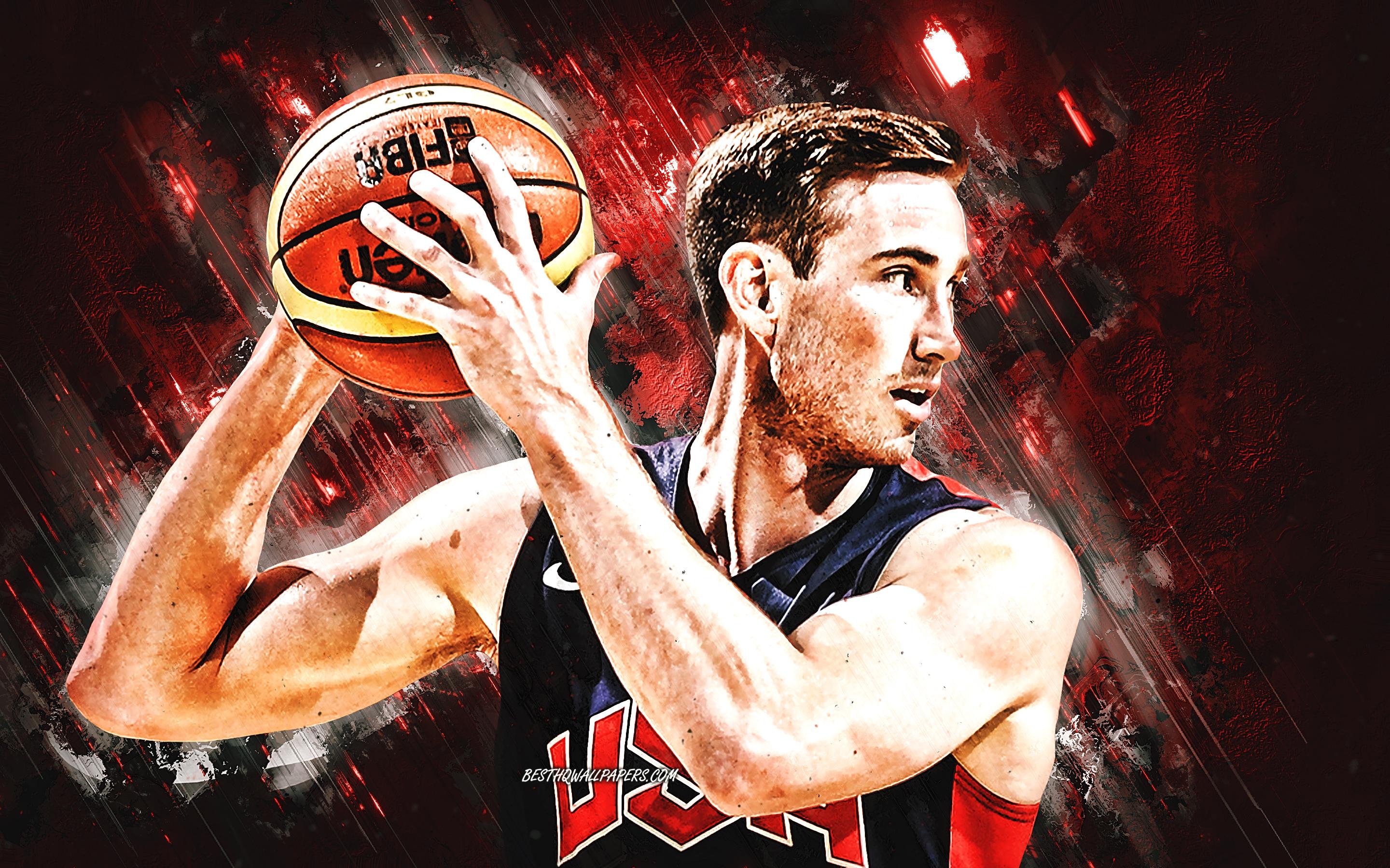 2880x1800 Download wallpaper Gordon Hayward, USA national basketball team, USA, American basketball player, portrait, United States Basketball team, red stone background for desktop with resolution 2880x1800. High Quality HD picture wallpaper