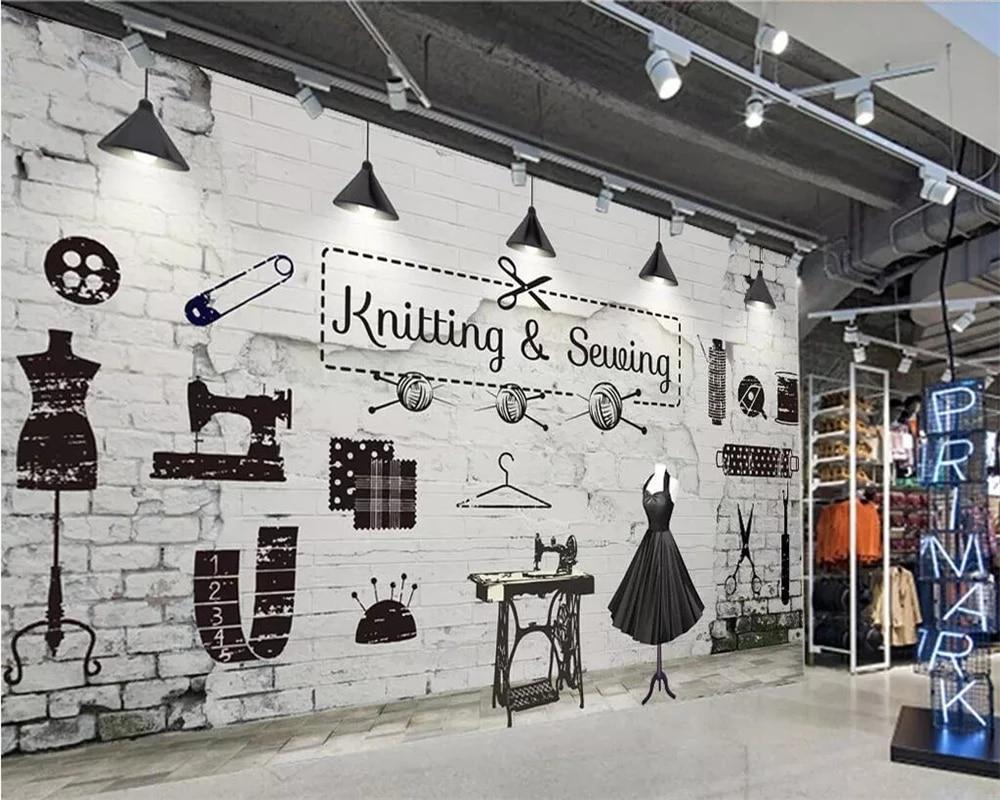 1000x800 Custom Wallpaper Mural Brick Wall Clothing Store Image Wall Background Wall Mural Home Decor Tailor Shop Element 3D Wallpaper