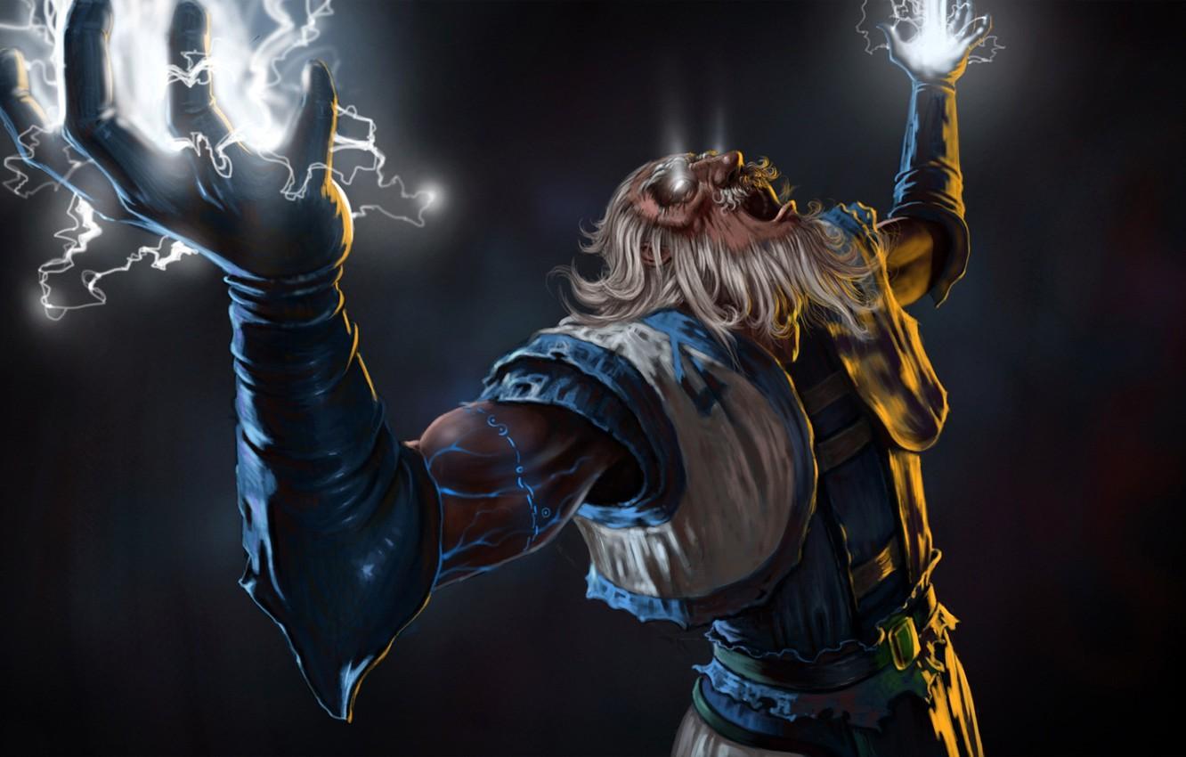 1332x850 Wallpaper zipper, God, art, Dota gray hair, Zeus, Lord of Heaven image for desktop, section игры