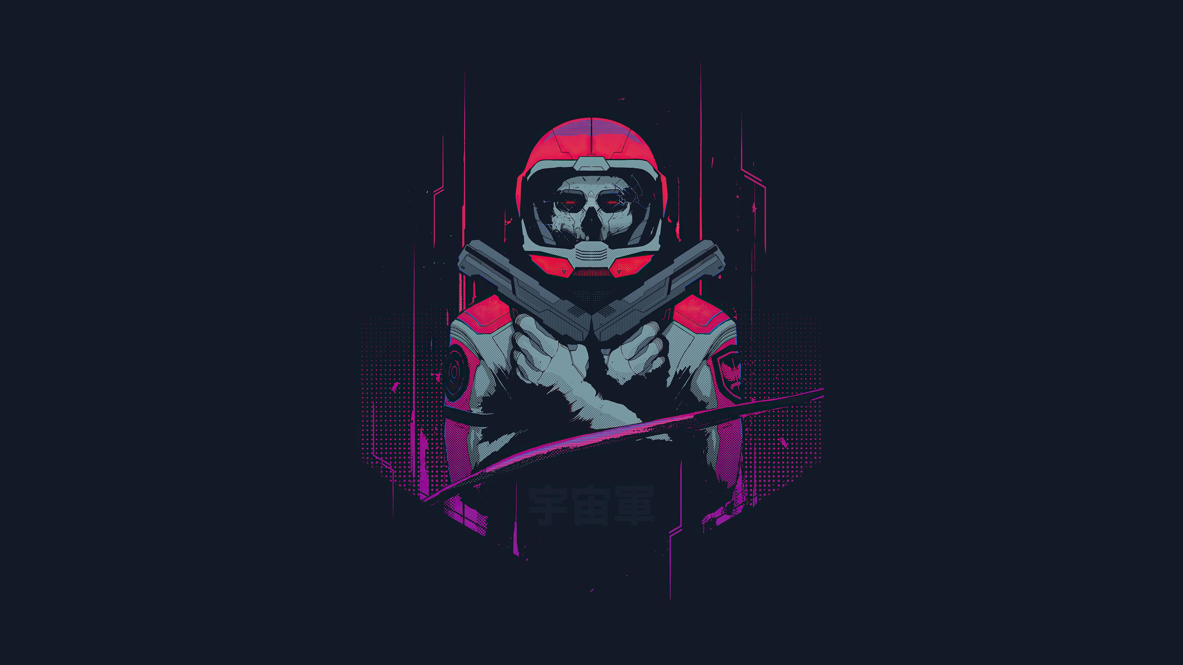 3840x2160 Astronaut, Cyberpunk, Dark, Gun, Skull Wallpaper & Background Image