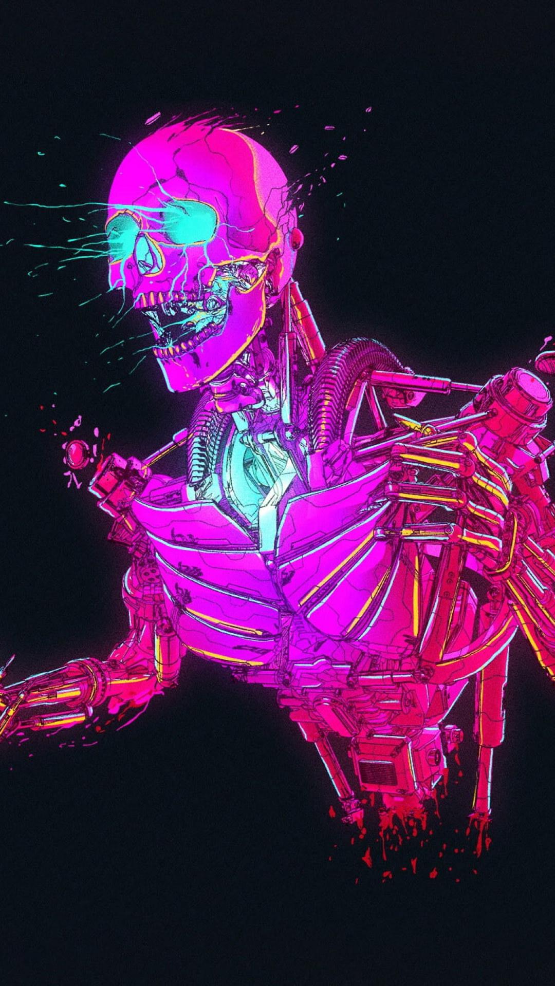 1080x1920 Artwork wallpaper, robot, cyberpunk, skull, Retrowave • Wallpaper For You HD Wallpaper For Desktop & Mobile